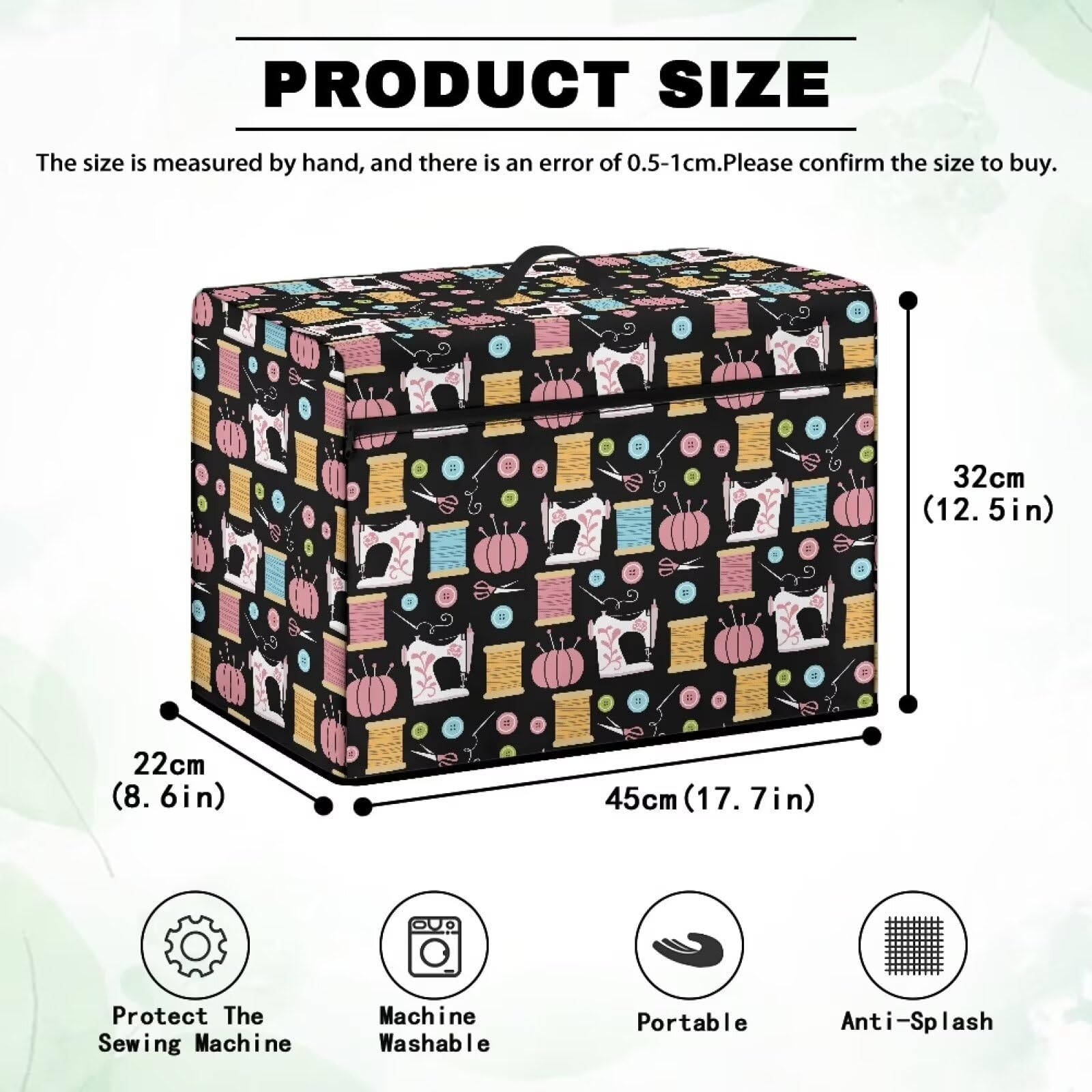 Universal Sewing Machine Cover with Pockets - Dustproof, Washable Fabric Protector for Most Standard Sewing Machines | Perfect for Home, Studio & Travel Use