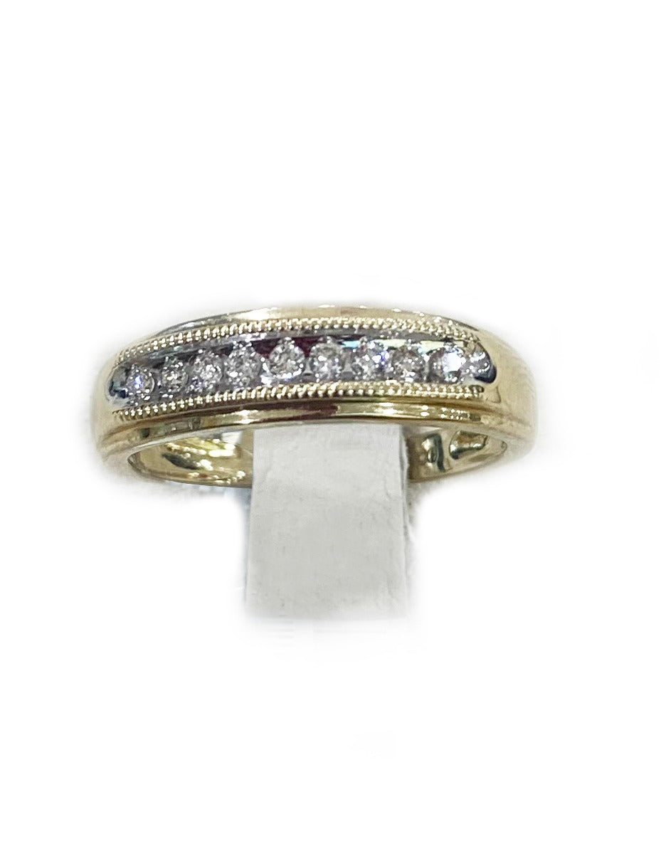 14K Yellow Gold Men's Diamond Wedding Band Ring - Elegant & Durable for Everyday Wear, Anniversary & Special Occasions