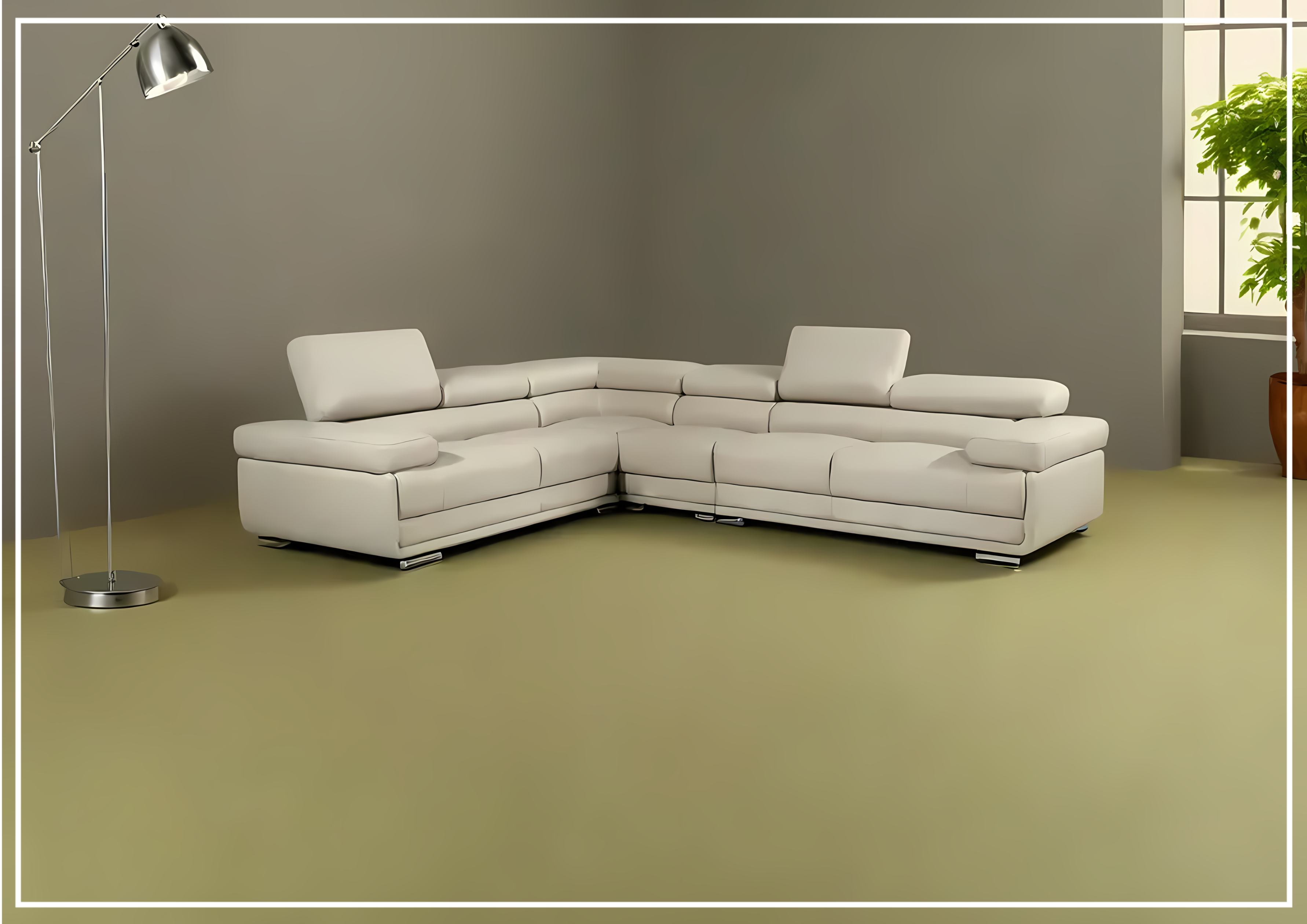 Gio Italia Baxton L-Shaped Leather Sectional Sofa - Modern Corner Couch for Living Room, Home Theater & Office Lounge