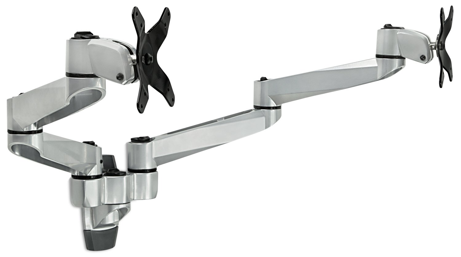 Mount-It! Premium Modular Dual Monitor Wall Mount Arms - Adjustable Tilt Swivel VESA Mount for 13-27 Inch Screens (75x75/100x100mm) - Silver | Perfect for Home Office, Gaming Setup & Workspace Ergonomics