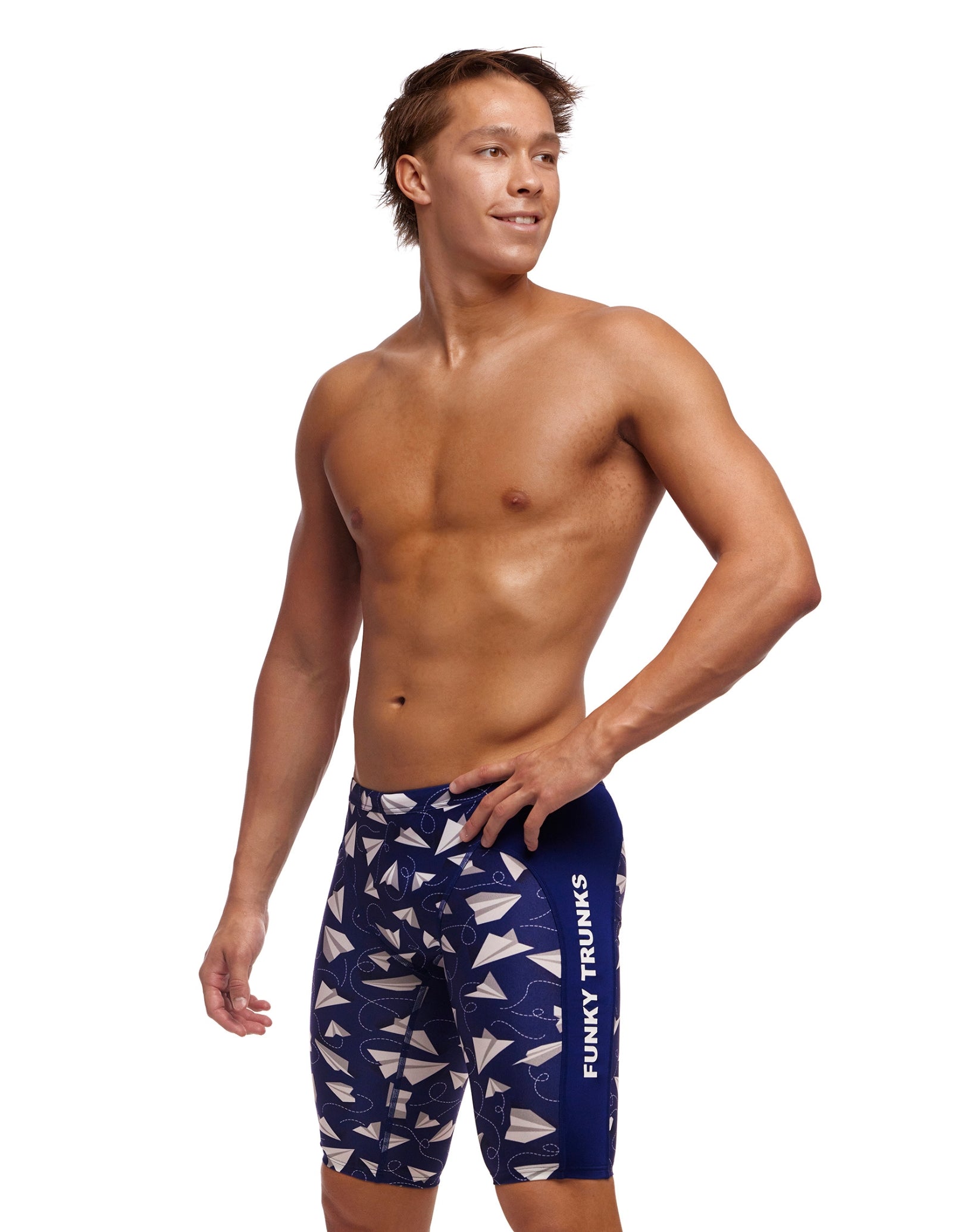 High-Performance Paper Plain Swim Training Jammers for Men - Blue | Competitive Swimming, Triathlon & Water Sports Gear