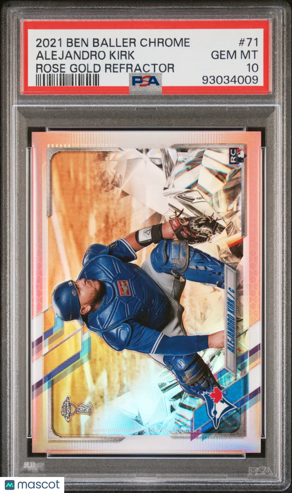 2021 Topps Chrome Ben Baller Edition Alejandro Kirk Rookie Card Rose Gold Refractor PSA 10 Gem Mint 10/10 - Perfect for Baseball Card Collectors & Sports Memorabilia Enthusiasts