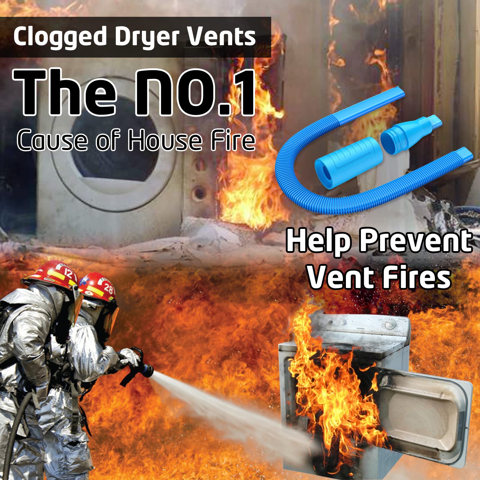 Dryer Vent Cleaner Kit with Vacuum Attachment - Lint Remover Tool for Power Washer & Vacuum Hose | Fast Lint Cleaning for Home Laundry Safety (Ideal for Dryer Maintenance & Fire Prevention)