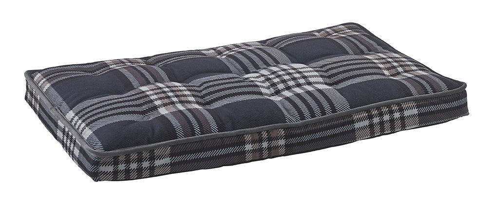 Luxury Dog Crate Mattress - Greystone Tartan Microvelvet Pet Bed for Large Breeds, Orthopedic Support for Dogs, Perfect for Crates, Kennels & Home Use