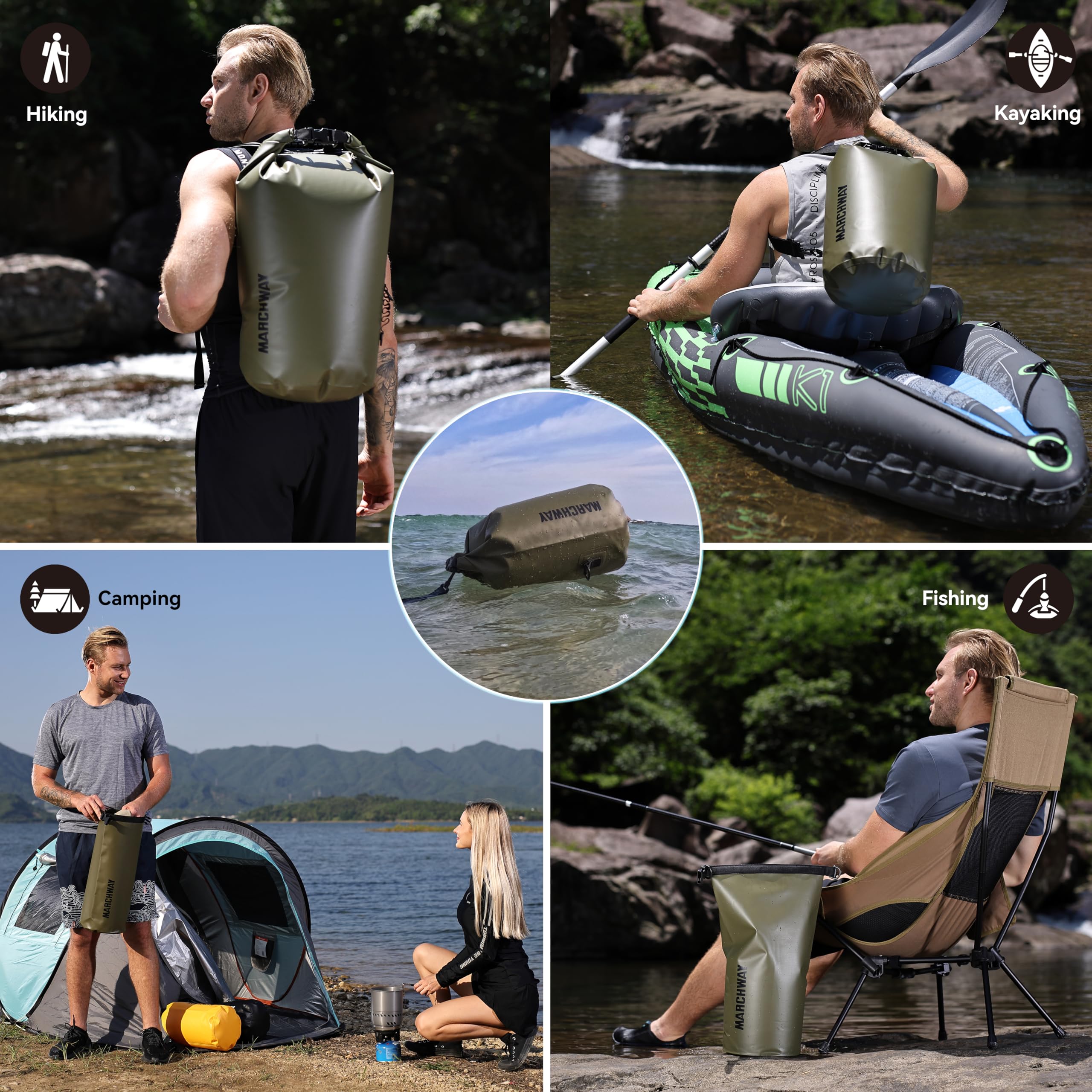 Waterproof Dry Bag Backpack 5L 10L 20L 30L 40L - Floating Roll Top Sack for Kayaking, Rafting, Boating, Swimming, Camping, Hiking, Beach & Fishing - Keep Gear Dry for Outdoor Adventures, Water Sports & Travel