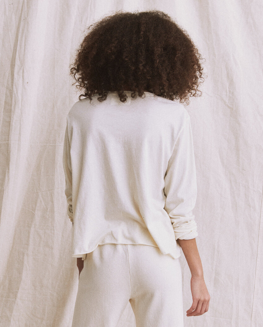 Long Sleeve Crop Top for Women - Soft Washed White Cotton Tee - Perfect for Casual Wear, Layering & Street Style Outfits