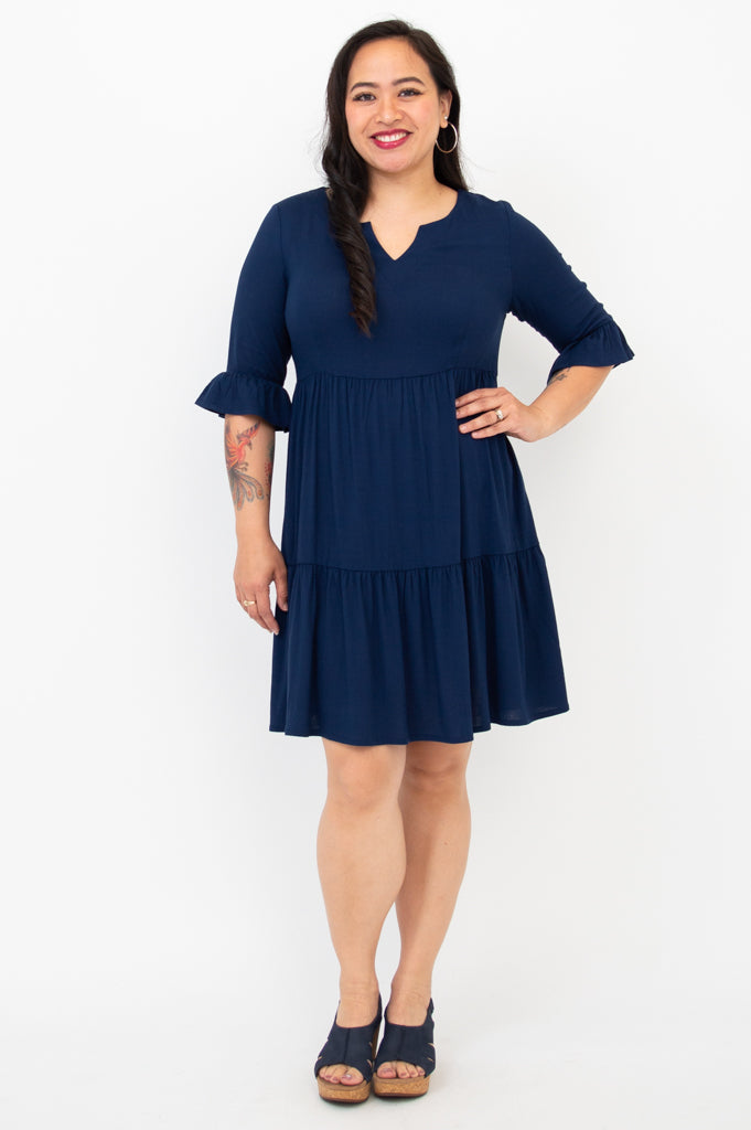 Karena Dress - Soft Linen Bamboo Blend in Indigo Blue - Perfect for Summer Outings, Beach Vacations, and Casual Elegance