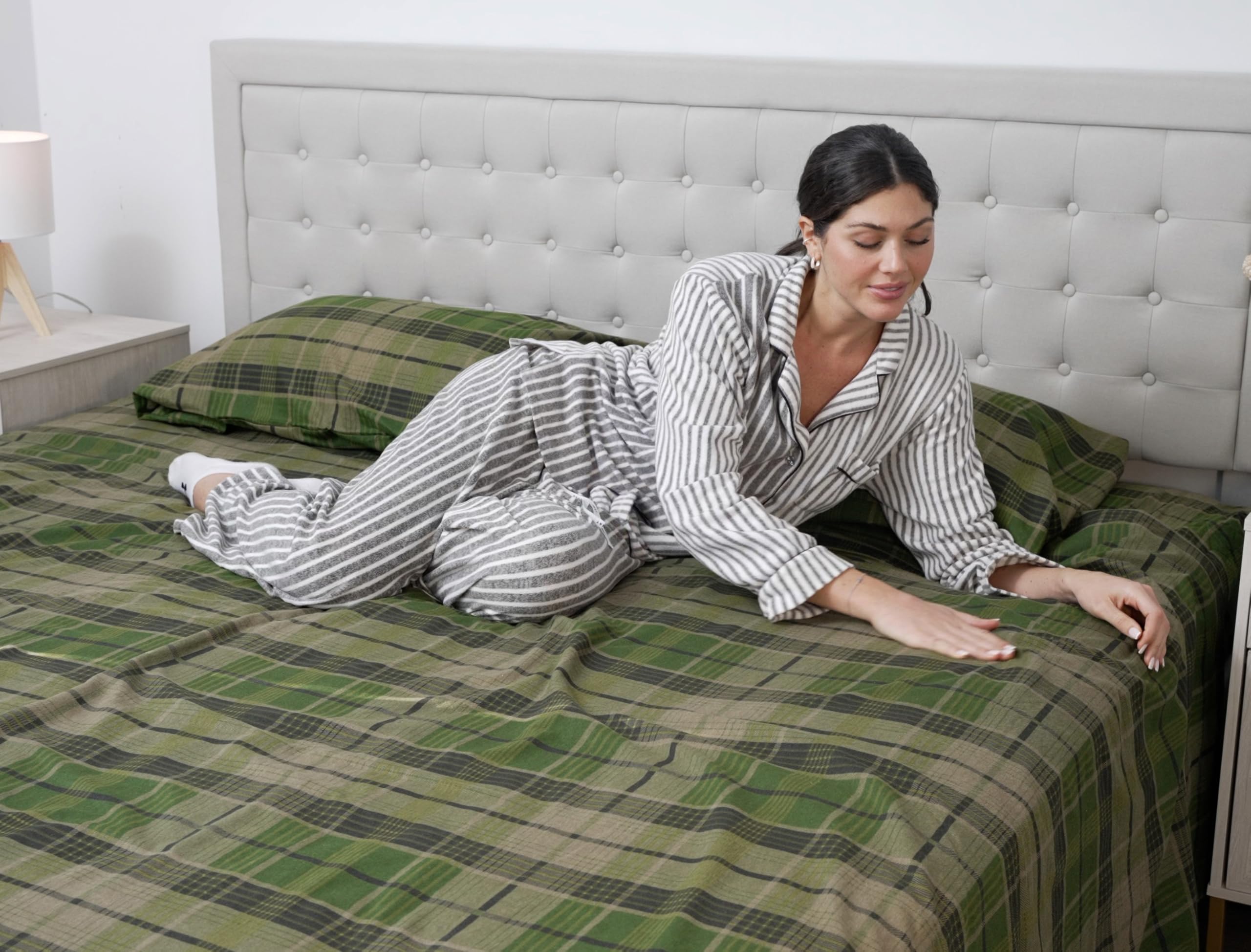 RUVANTI 100% Cotton Flannel Sheets King Size Set - Ultra Soft Brushed King Sheets with 16