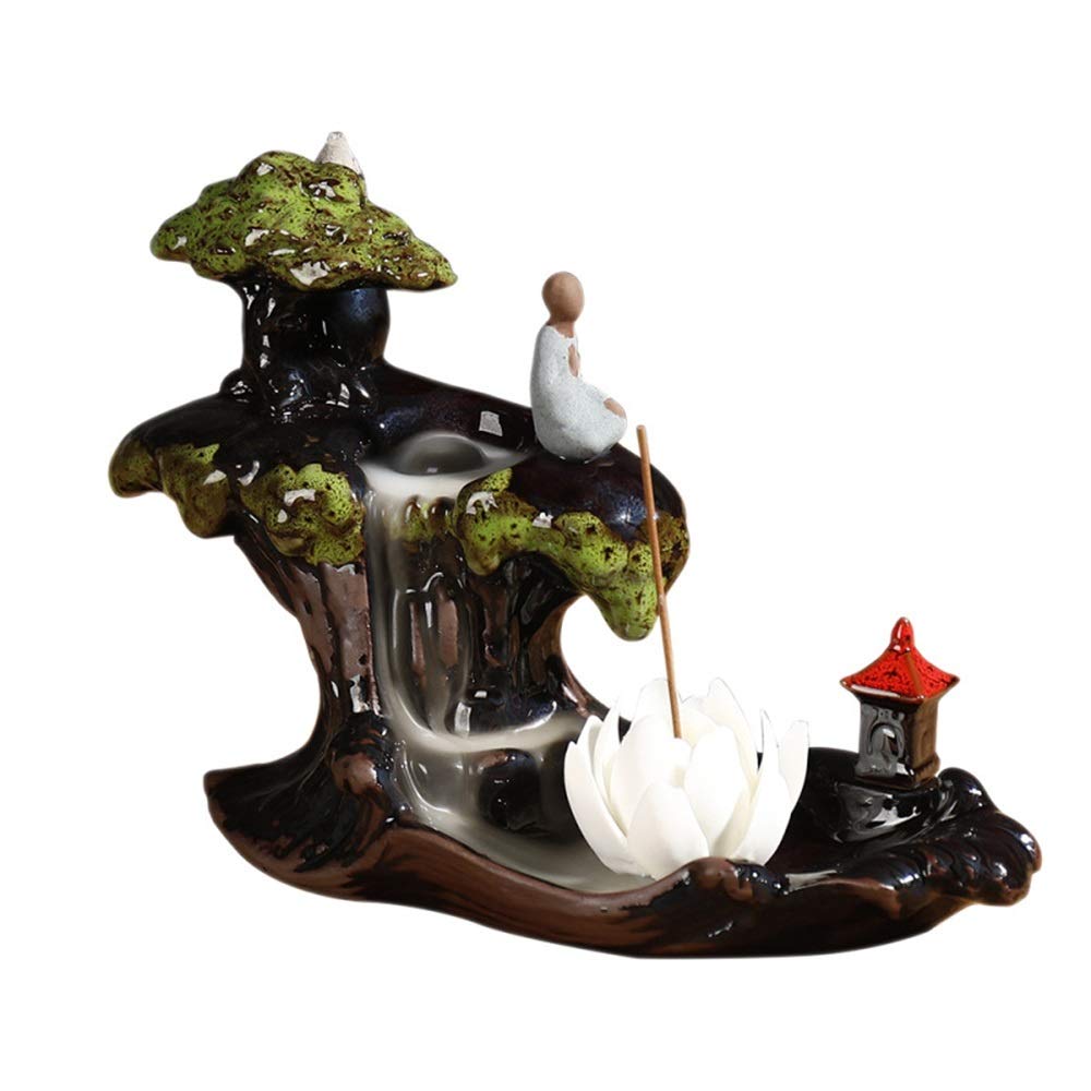 Ceramic Backflow Incense Burner Holder - Decorative Buddhist Incense Burner for Meditation, Yoga & Home Decor | Aromatherapy & Spiritual Relaxation Gift