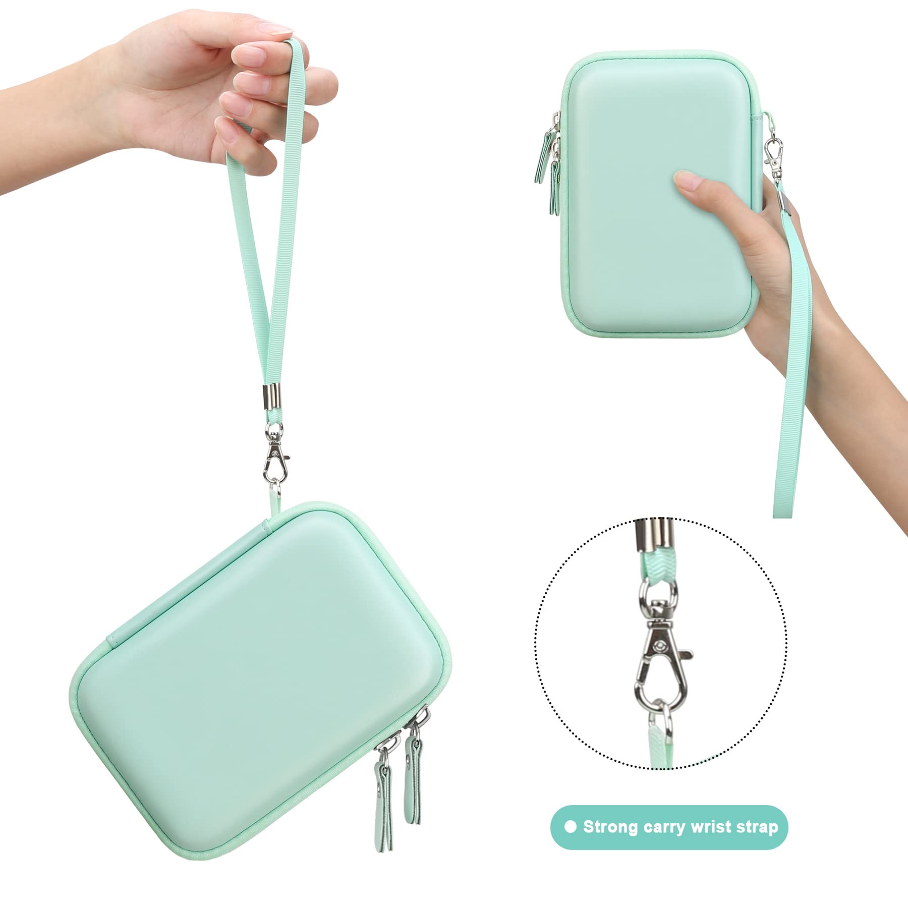 Canboc Hard Protective Case for Phomemo D30 D35, Memoking D30, NIIMBOT D11 Label Makers - Portable Storage Bag for Bluetooth Thermal Mini Label Printer, Label Paper, Tapes & Cables (Mint Green) - Perfect for Office, Home & Travel Organization