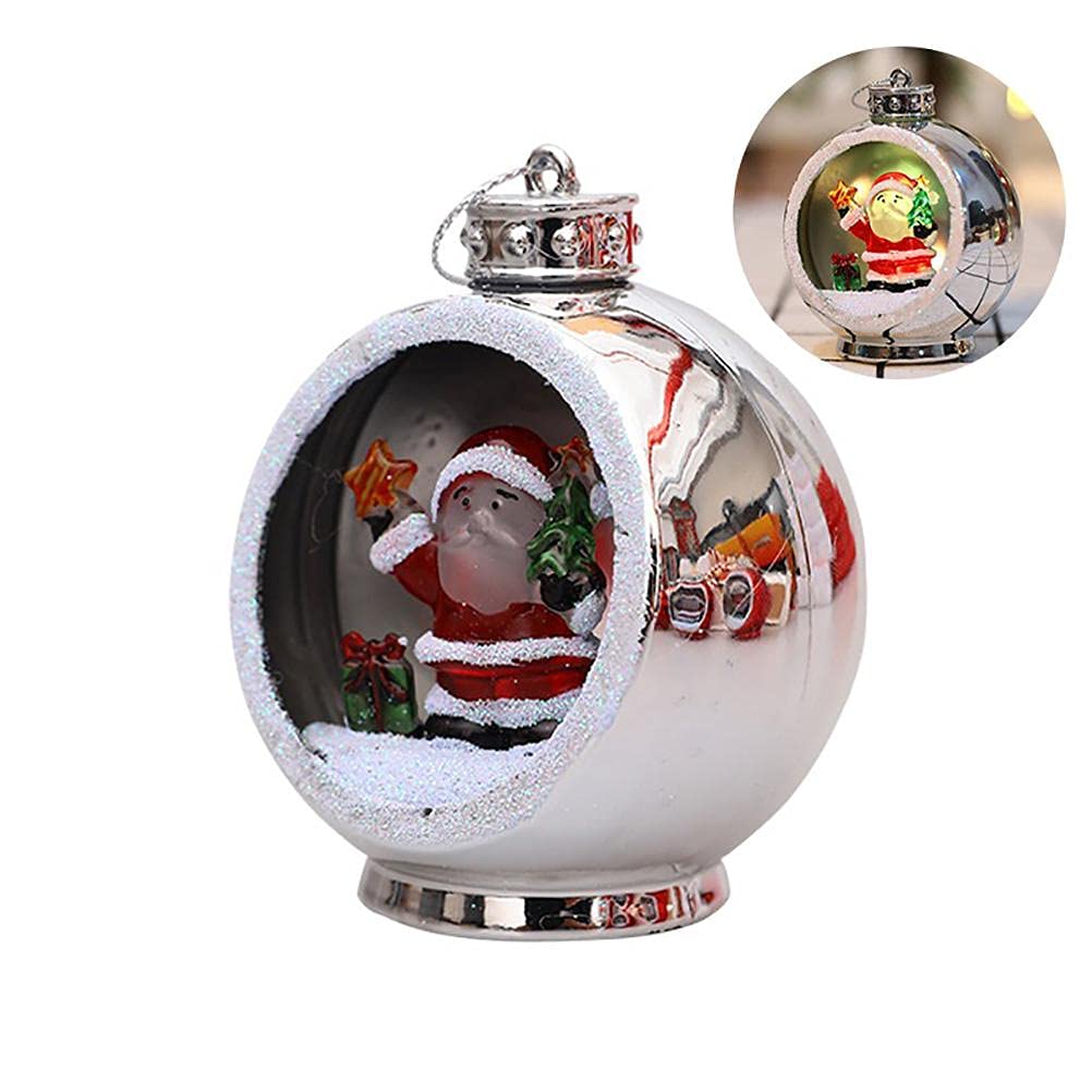 FitBest 3 Inch LED Christmas Tree Hanging Ball Decorations - Santa Snowman Penguin Light Up Ornaments with Warm White Lights for Holiday, Xmas Tree, Wedding & Party Decor | Indoor & Outdoor Use