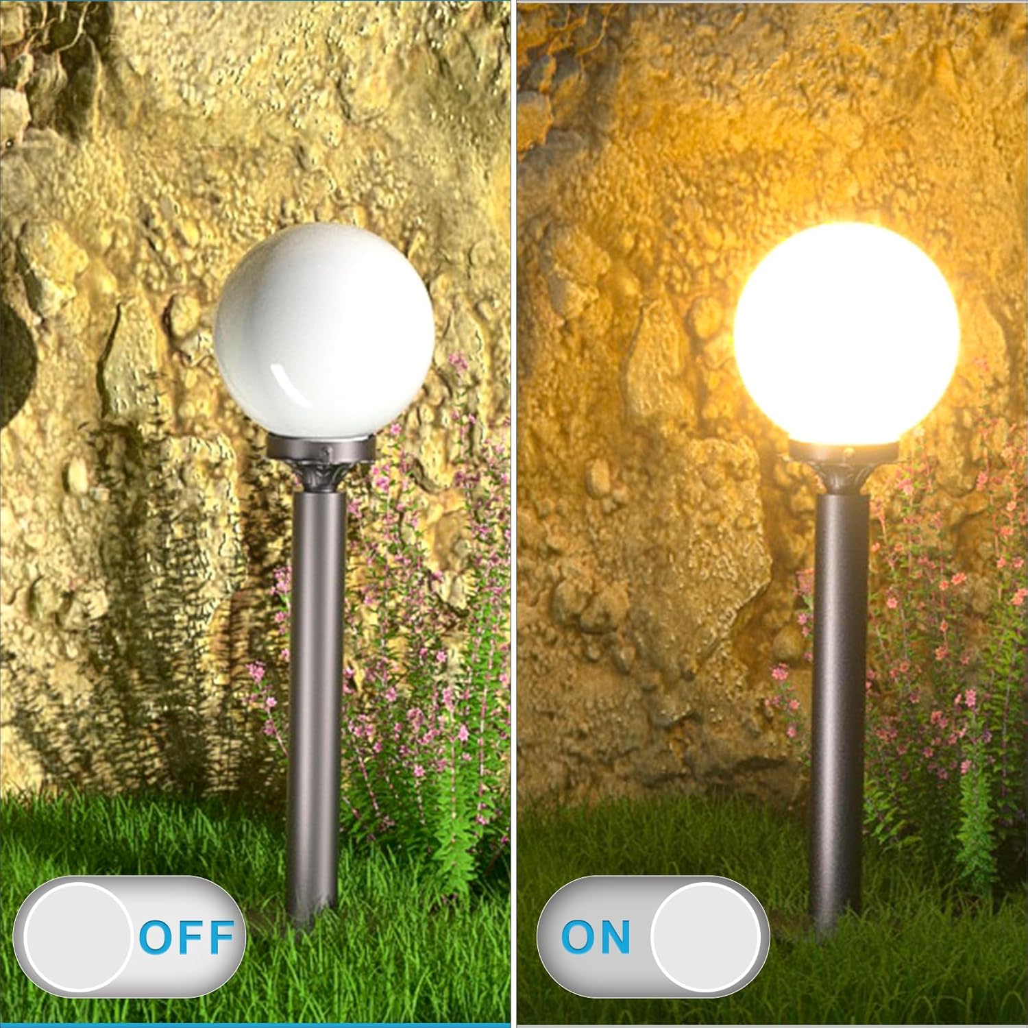 2 Pack Lightdot Globe Outdoor Lamp Post Lights - Waterproof Street & Yard Lighting with Brown Pole for Garden, Patio, Driveway (Includes E26 LED Bulb) | Perfect for Landscape Lighting, Pathway Illumination & Outdoor Decor