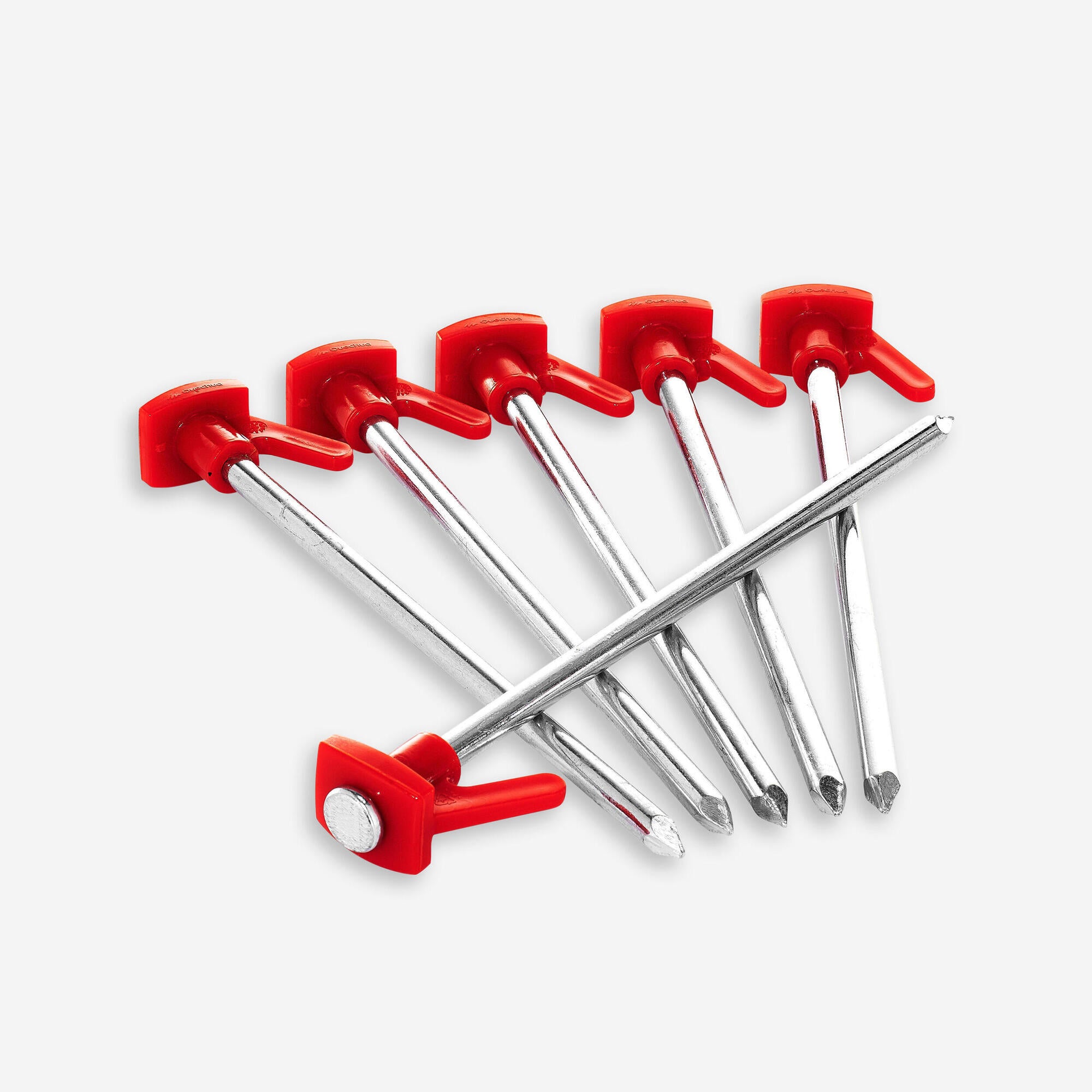 Quechua Hard Ground Tent Pegs 6 Pack - Heavy Duty Camping Stakes for Rocky Terrain - Perfect for Backpacking, Hiking & Outdoor Adventures