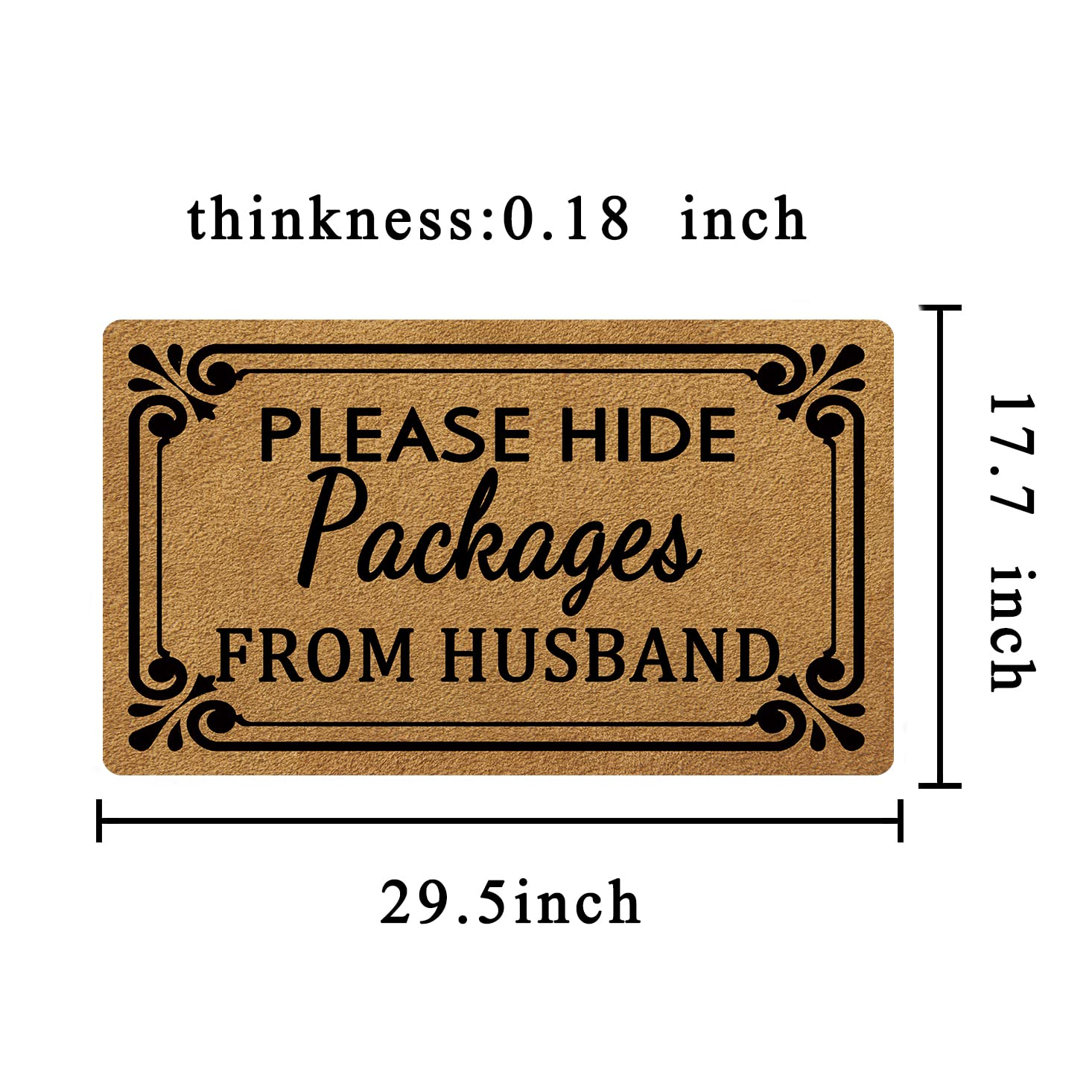 Non-Slip Welcome Mat 29.5x17.7 Inches - Funny Personalized Doormat for Home, Kitchen & Entrance - Hide Packages from Husband Design - Perfect for Indoor Decor & Package Concealment