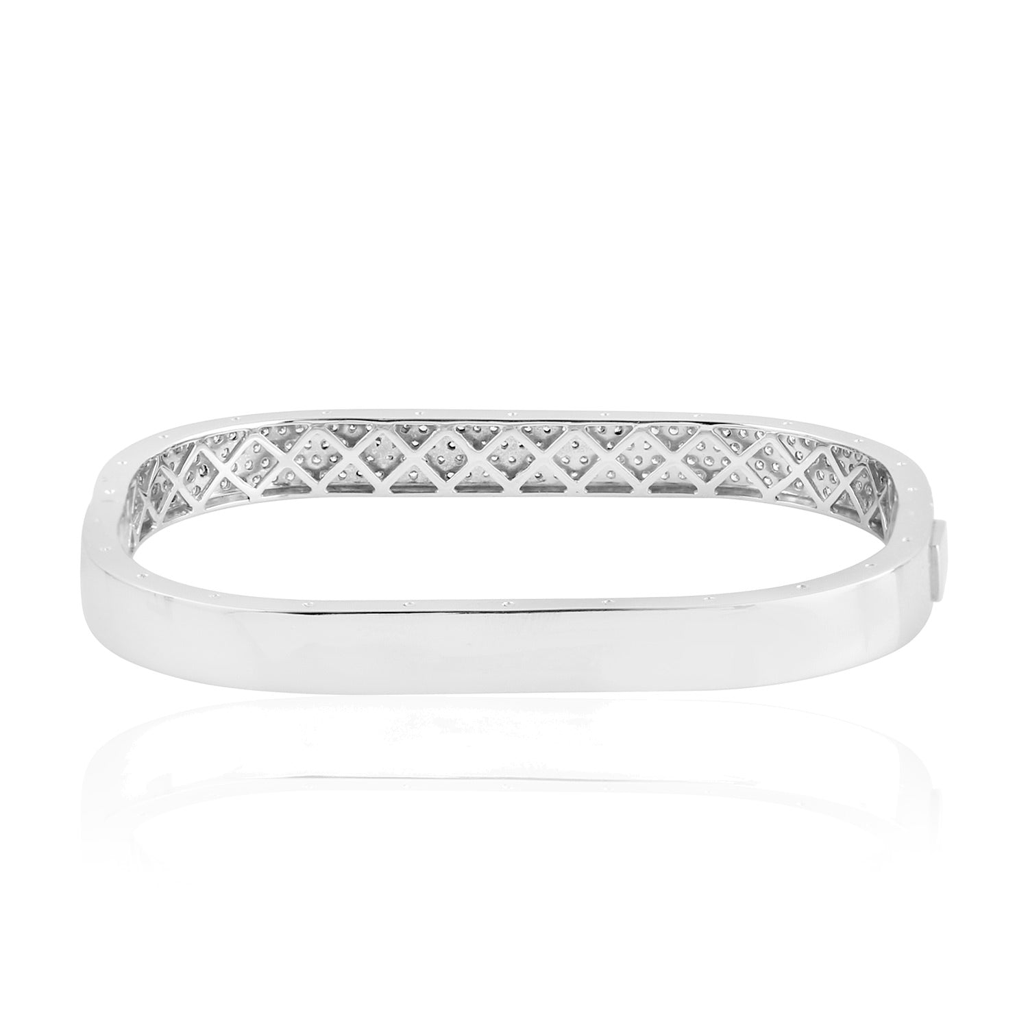 18K White Gold Genuine Diamond Micro Pave Designer Bangle for Women - Elegant Jewelry Gift for Anniversary, Wedding & Special Occasions