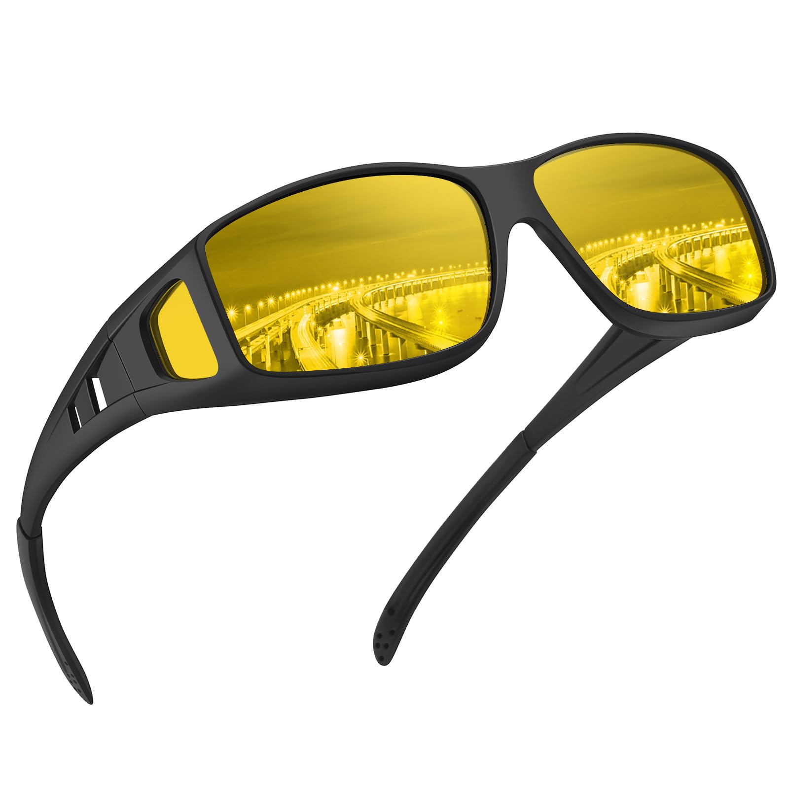 Night Vision Driving Glasses - Polarized Fit Over Sunglasses for Men, Perfect for Night Driving & Outdoor Adventures