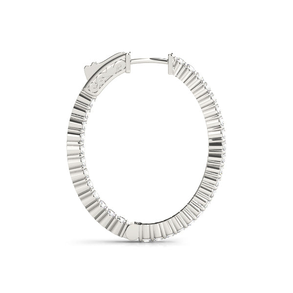 1 Inch 2 Prong Oval Hoop Earrings - Sterling Silver or Gold Plated (1/2 Pair) - Perfect for Everyday Wear, Parties & Special Occasions