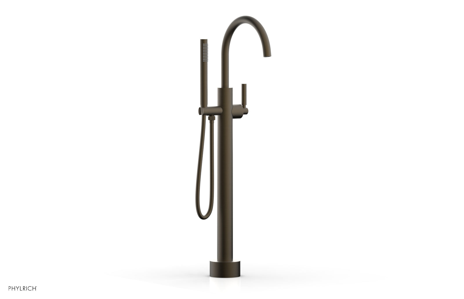 BASIC Low Floor Mount Tub Filler with Lever Handle & Hand Shower - D130 44 03 - Perfect for Modern Bathroom Renovations and Spa-Like Showers