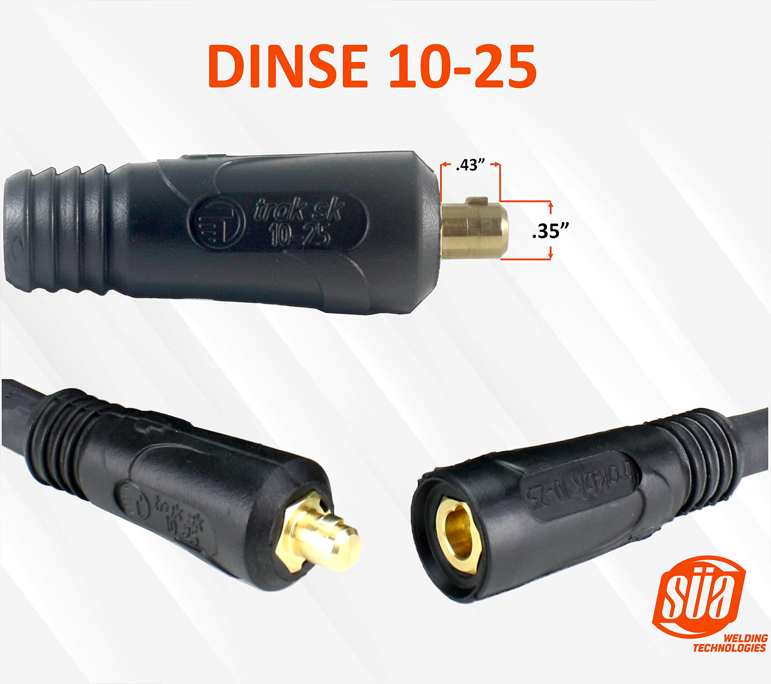 SÜA® 150 Amp Welding Lead Extension Cable - 50 FT #4 AWG 100% Copper with Dinse 10-25 Male/Female Connectors - Heavy Duty Welding Equipment Accessory for MIG, TIG, Arc Welders in Workshops & Construction Sites