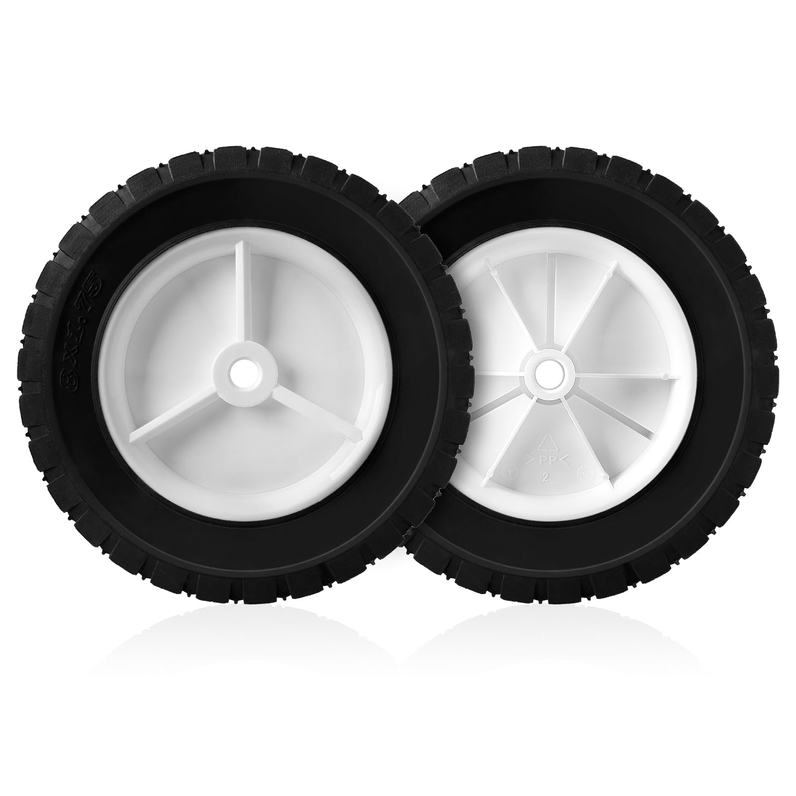 8 Inch Universal Wheels (2 Pack) - Fits Oregon, Lawn Mowers, BBQ Grills, Radio Flyer Wagons, Hand Trucks, Utility Carts & Snowblowers - Durable Replacement Tires for Outdoor Equipment & Garden Tools