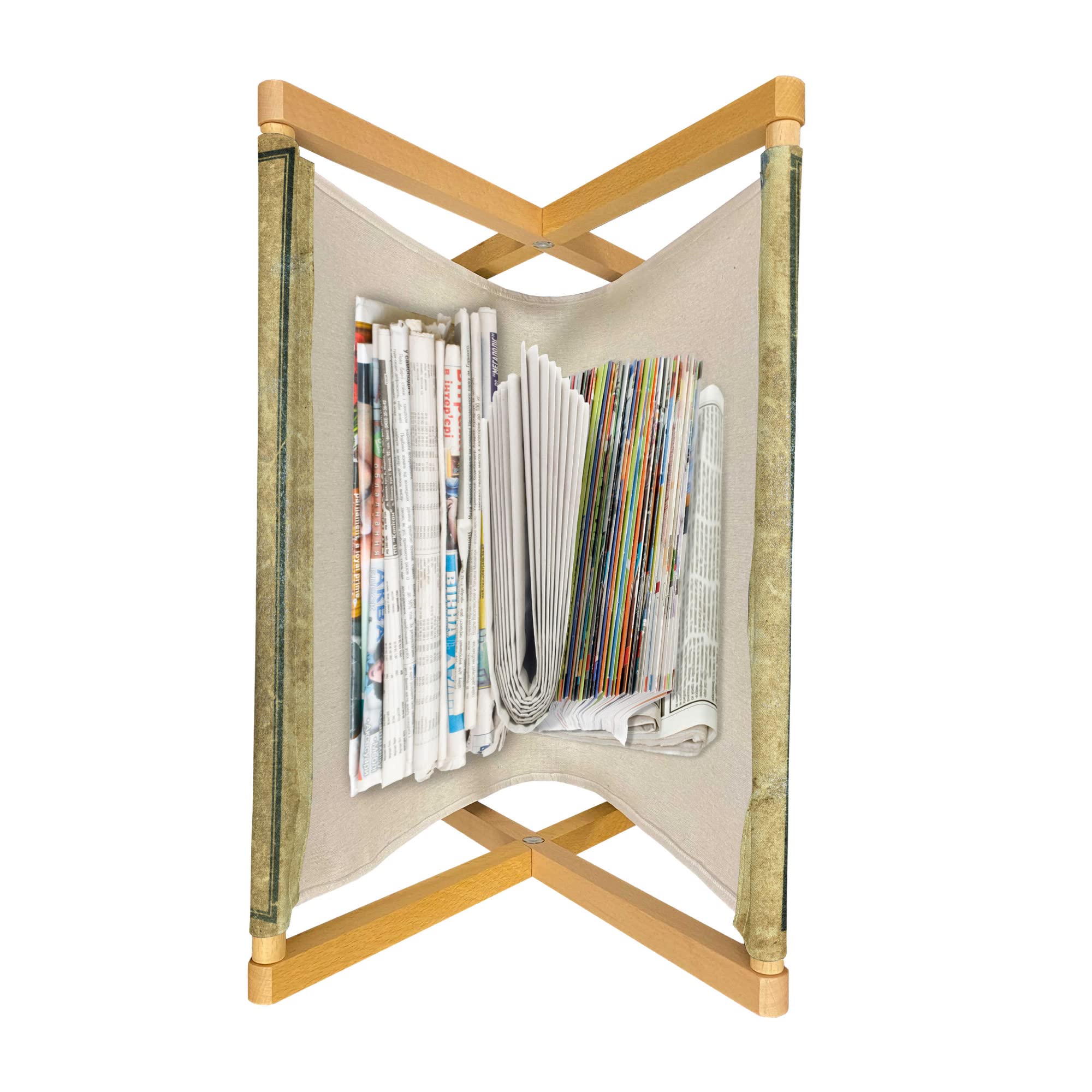 Lunarable Man Cave Magazine & Book Holder - German Proverb Wisdom Brewer Beer Philosophy Design - 22x19 Inch Floor Rack Organizer for Office, Home, School - Pale Brown Army Green - Perfect for Home Libraries, Man Caves & Reading Nooks