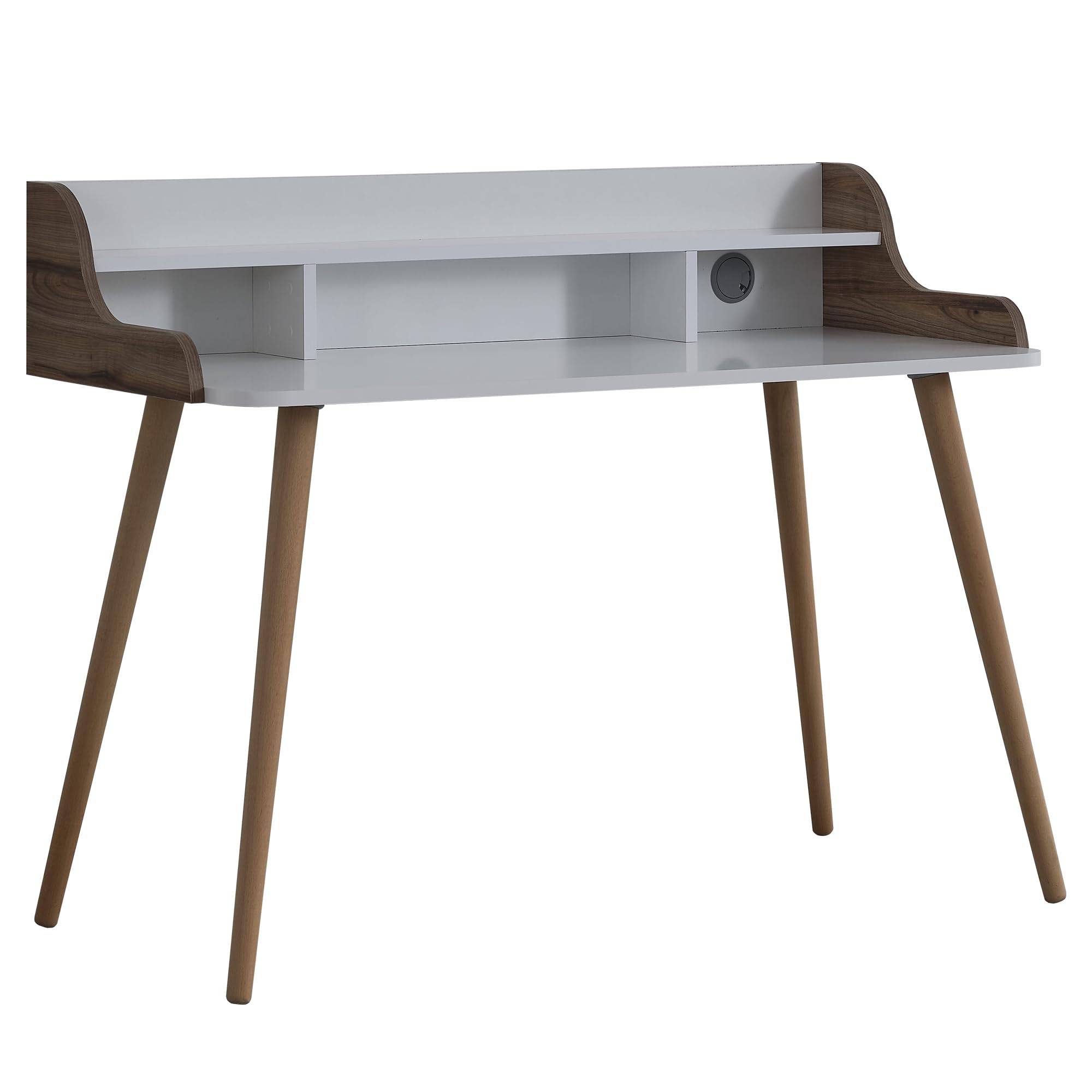 Solid Wood Study Desk for Gaming & Home Office - Heavy Duty Computer Desk with Shelves