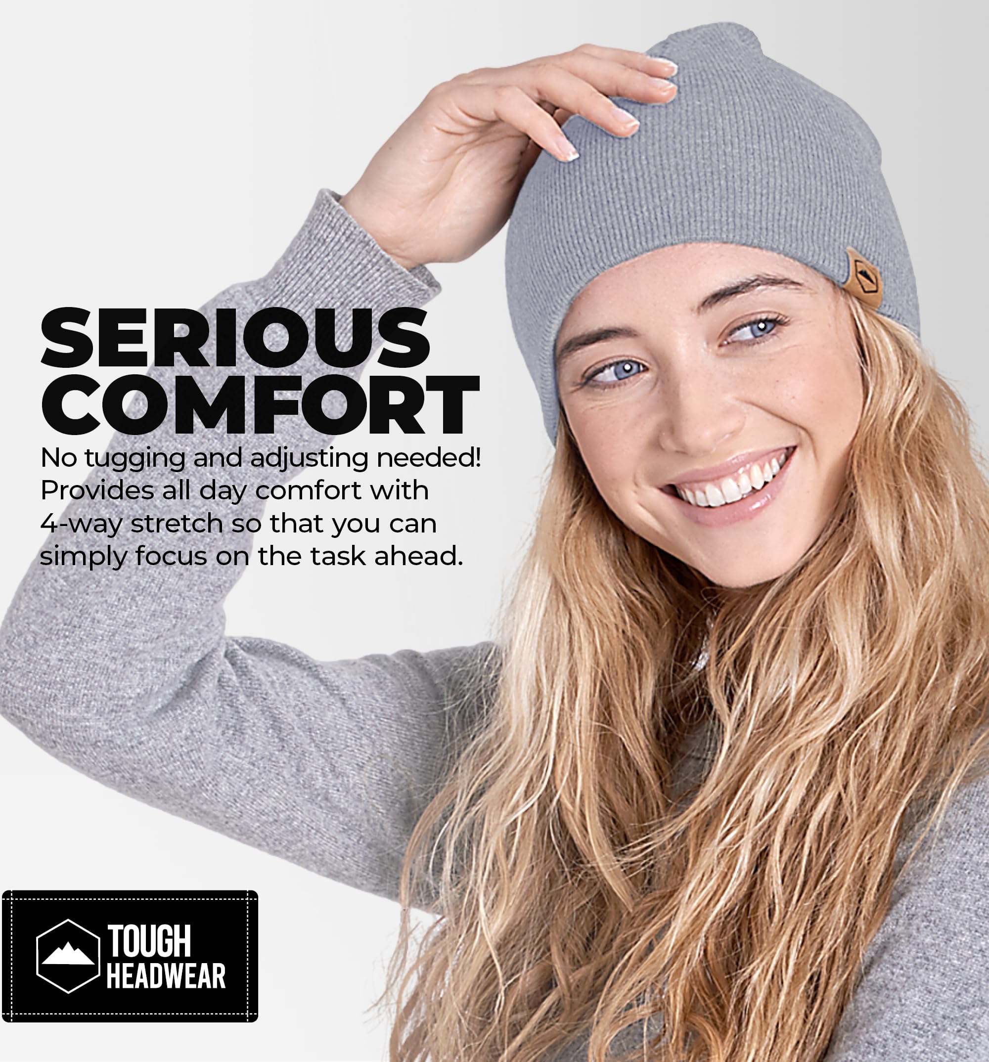 Tough Headwear Daily Knit Beanie - Warm Winter Hats for Men & Women - Cold Weather Knitted Caps for Outdoor Activities, Skiing & Snowboarding