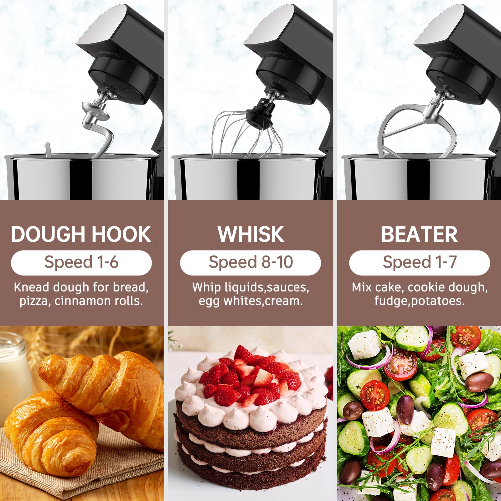 **300W Black Stand Mixer - 5.5 QT Stainless Steel Bowl, Dough Hook & Beater - Heavy Duty Kitchen Mixer for Baking, Cake, Bread & Cookies - Perfect for Home Bakers & Small Bakeries**