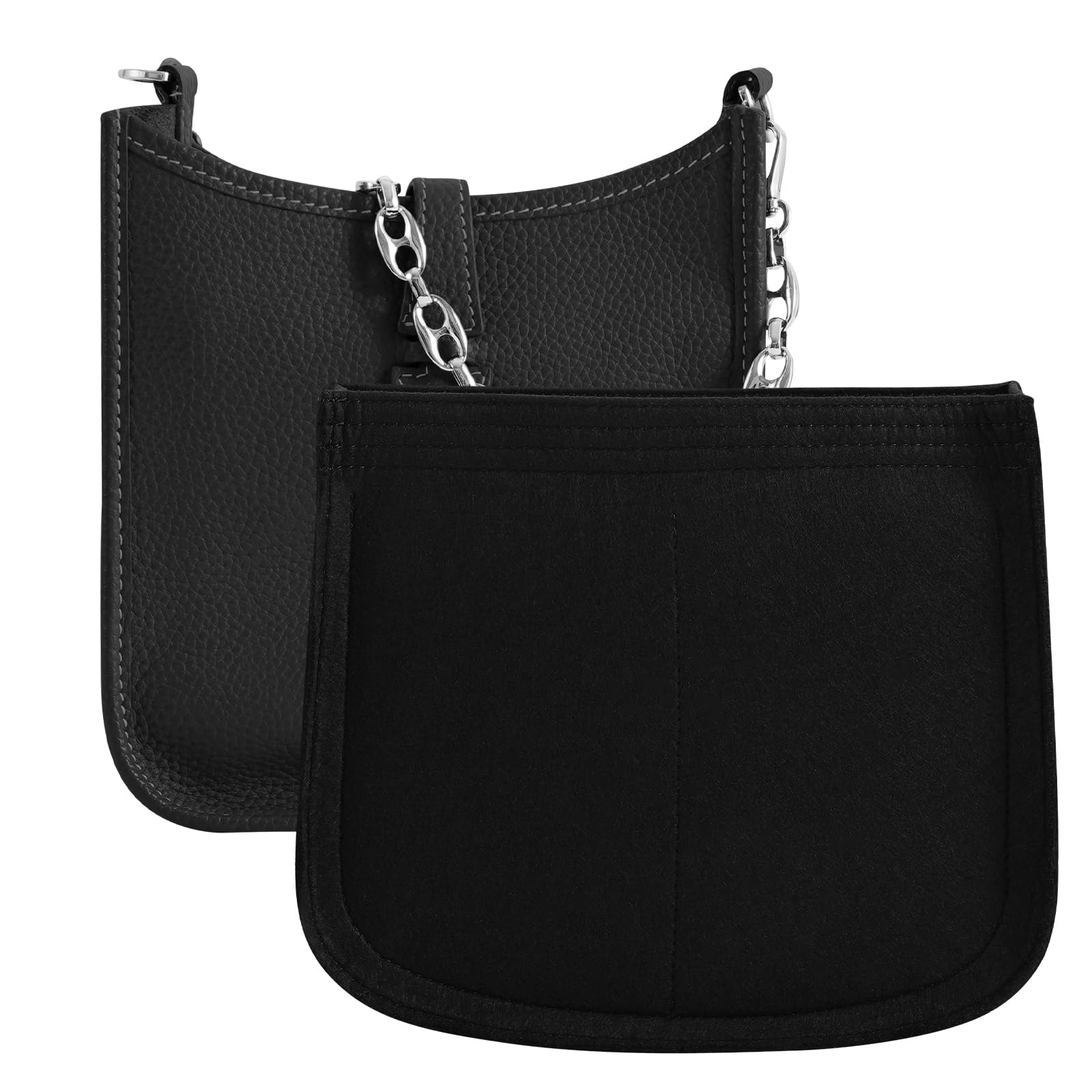 Premium Felt Purse Insert Organizer for Hermes Evelyne 29 PM Bag - Perfect Fit (E33, Black) | Keep Your Luxury Handbag Neat & Organized for Work, Travel & Everyday Use