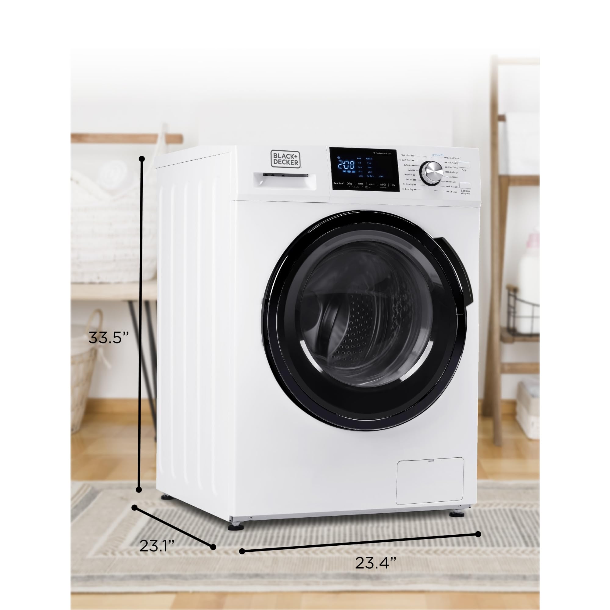 BLACK+DECKER 2.7 Cu. Ft All-in-One Washer Dryer Combo with LED Display & 16 Wash Cycles - Compact Laundry Solution for Apartments, RVs & Small Spaces