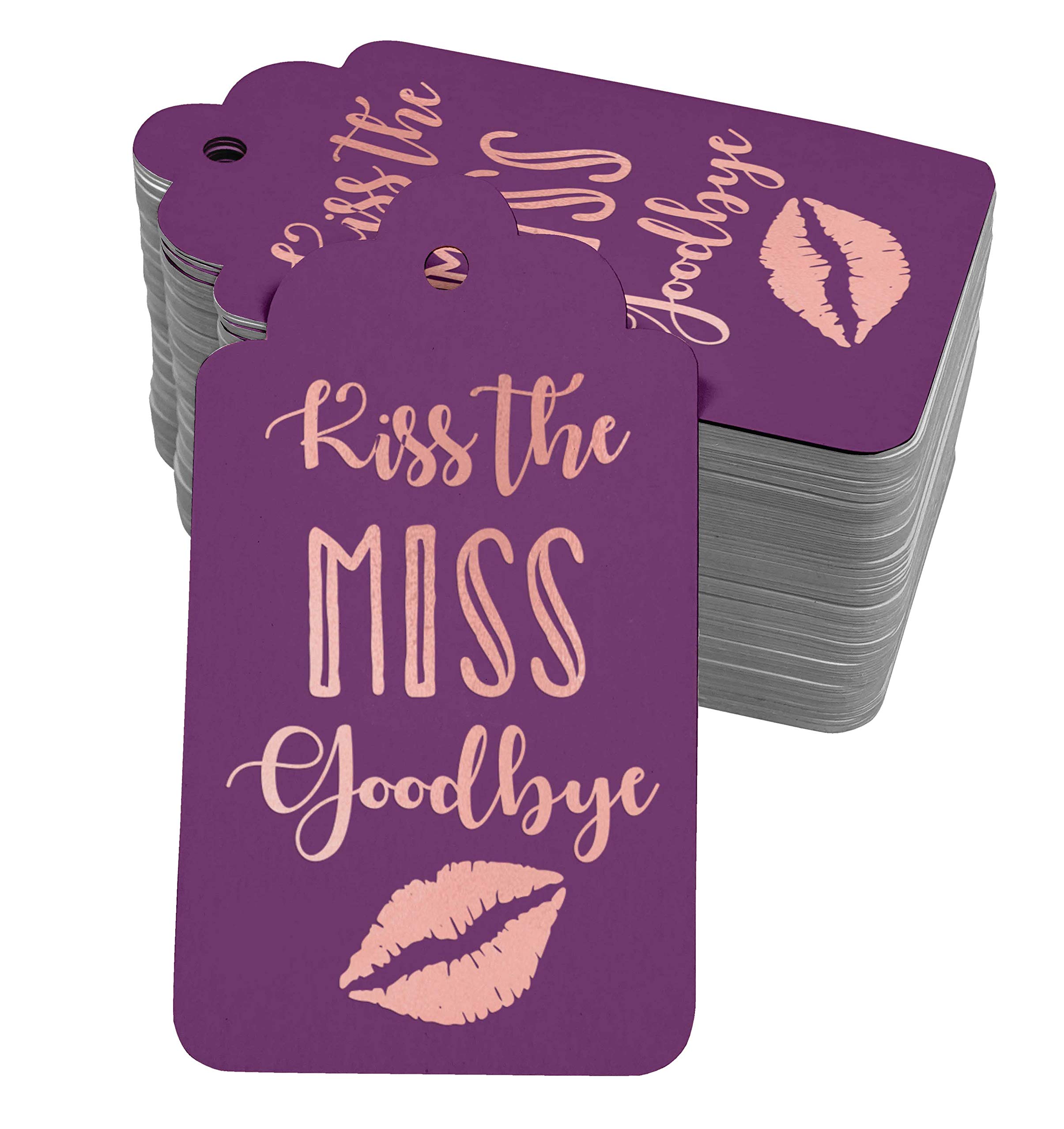 Rose Gold Foil Paper Hang Tags - 100 Pack Bridal Shower Favor Tags for Wedding Decorations, Party Favors & Gift Wrapping