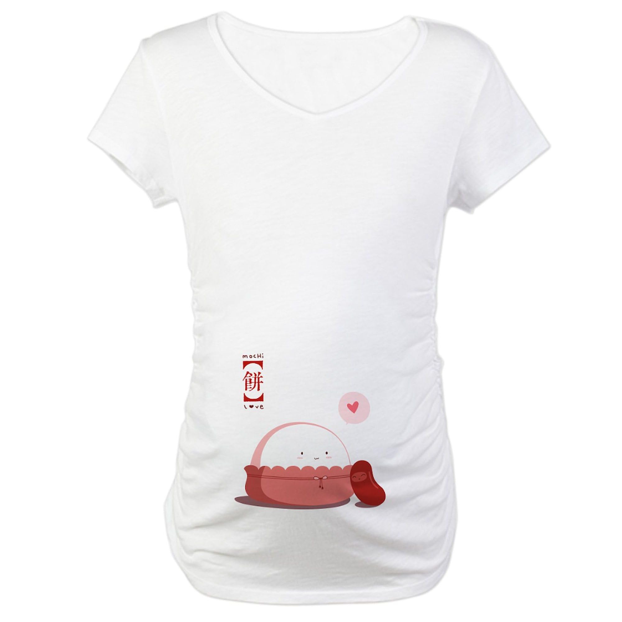 Mochi Love Maternity Shirt - Women's Ruched Side T-Shirt for Pregnancy | Comfortable & Stylish Maternity Tee for Casual Wear & Baby Showers