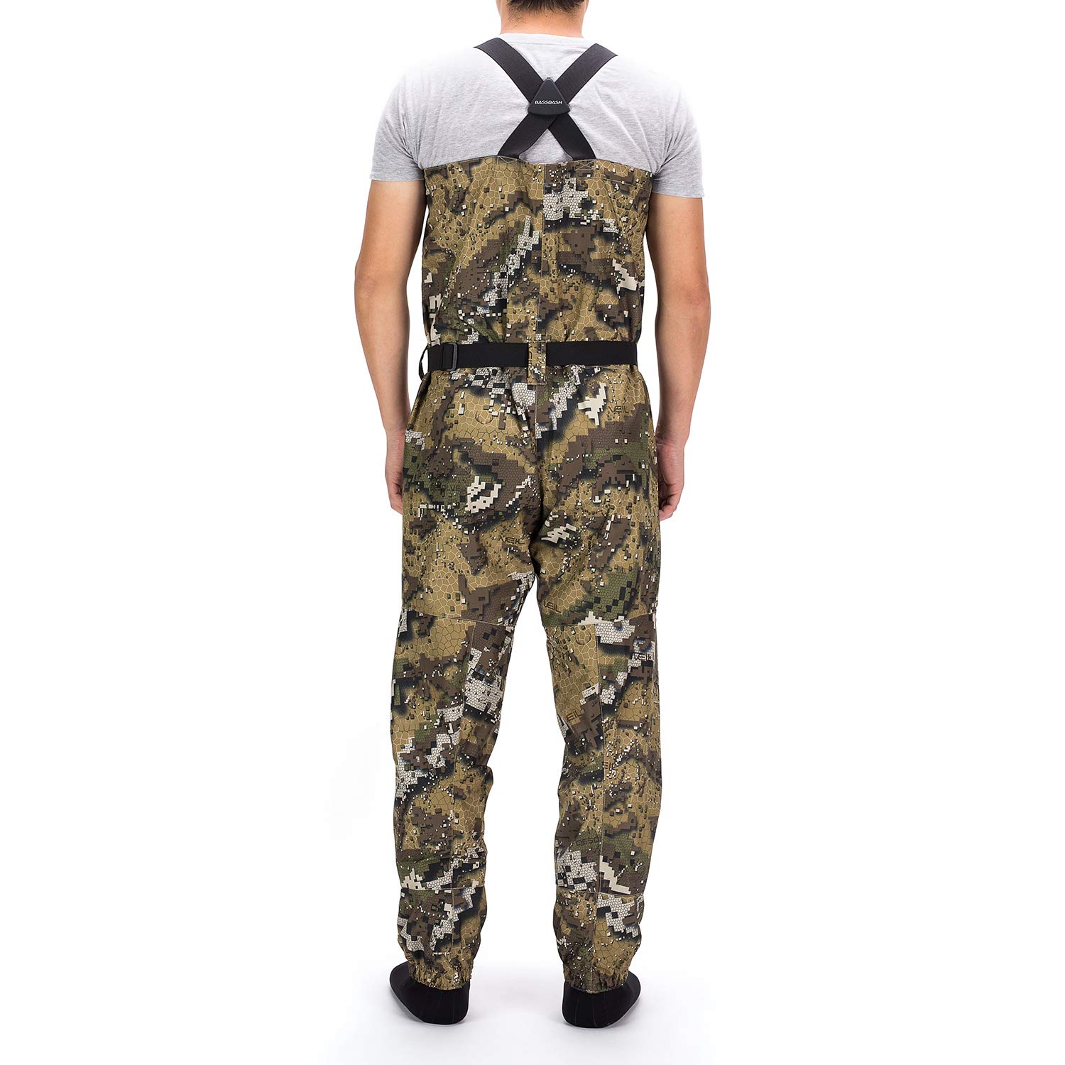 BASSDASH Men's Breathable Ultra Lightweight Camo Chest Waders for Fishing & Hunting – Waterproof Stocking Foot Design for Outdoor Adventures