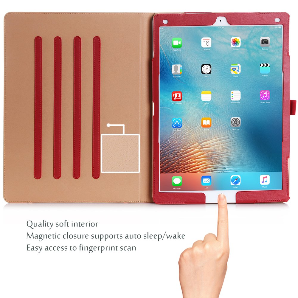 ProCase iPad Pro 12.9 Case (1st & 2nd Gen 2015/2017) - Folio Stand Cover with Multiple Viewing Angles & Apple Pencil Holder, Slim Protective Shell for iPad Pro 12.9 Inch (Old Model) - Red | Perfect for Work, Study & Travel