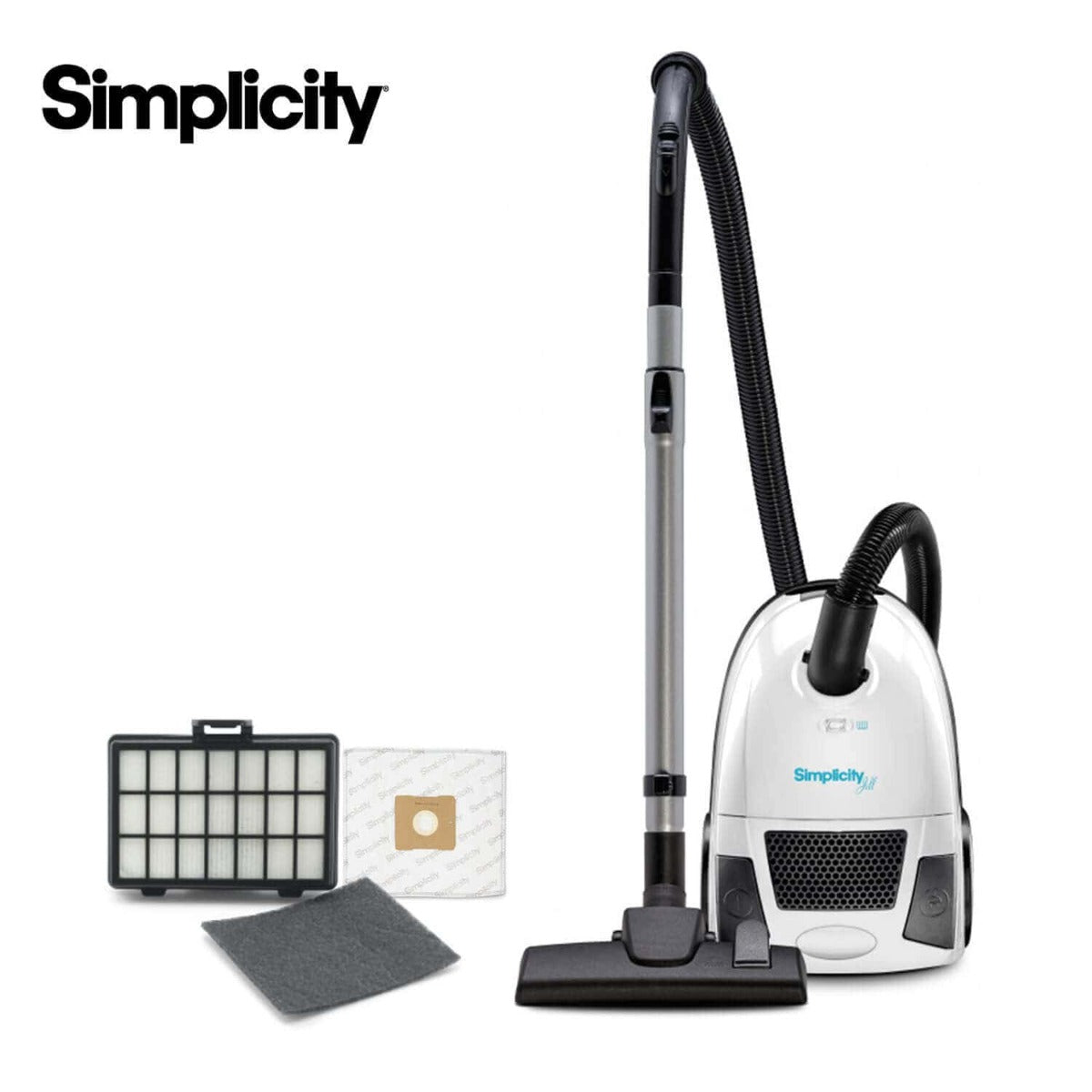 Simplicity Jill Bagged Canister Vacuum Cleaner - Powerful & Lightweight for Hardwood Floors & Carpets | Ideal for Home Cleaning & Pet Hair Removal