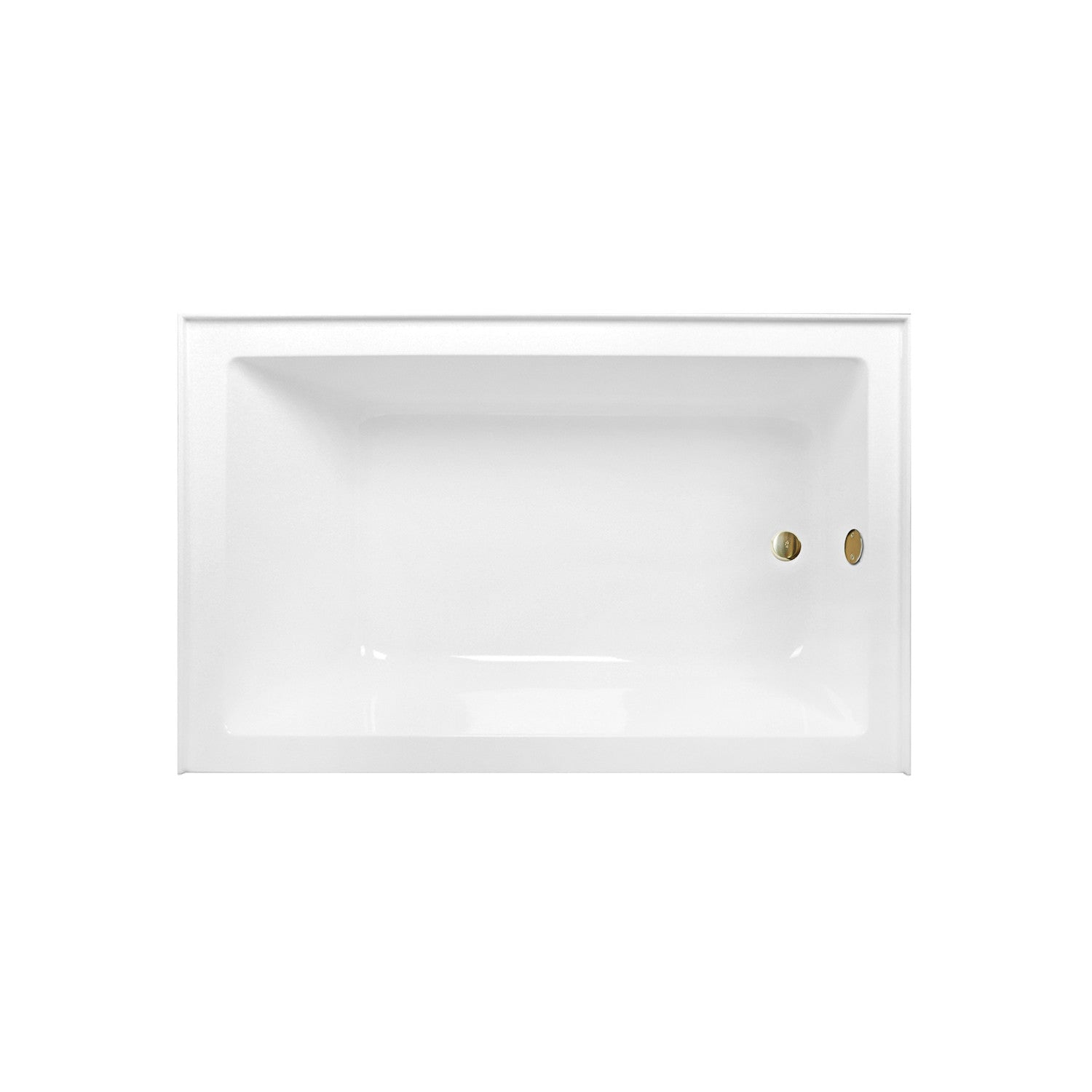 Aqua Eden CVTAP603622R7 60-Inch Acrylic Rectangular 3-Wall Alcove Bathtub - Right Hand Drain, Glossy White & Brushed Brass Finish - Perfect for Modern Bathroom Renovations and Spa-Like Retreats