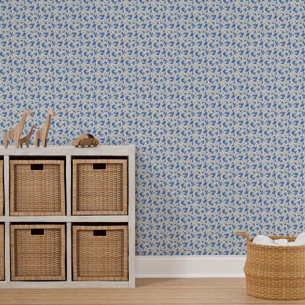 Peel & Stick Wallpaper 12ft x 2ft - Self-Adhesive Removable Wallpaper with Rococo Damask Historical Scrolls Design, Ornate Royalty Pattern by Spoonflower | Perfect for Bedroom, Living Room, Nursery & Home Office Decor