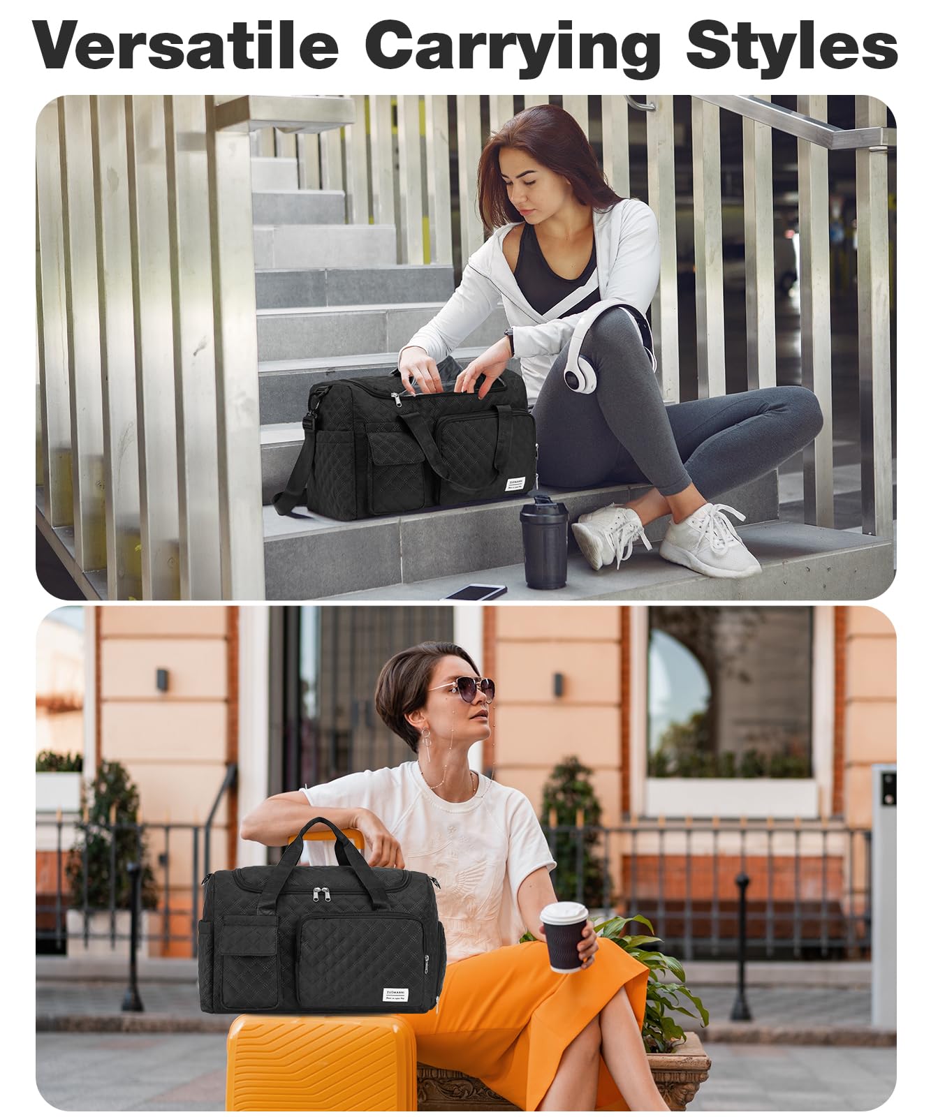 **Women's Small Gym Bag with Shoe Compartment - Lightweight Travel Duffle Bag, Weekender Overnight Bag & Toiletry Organizer - Perfect for Workouts, Travel, Hospital Labor & Delivery**