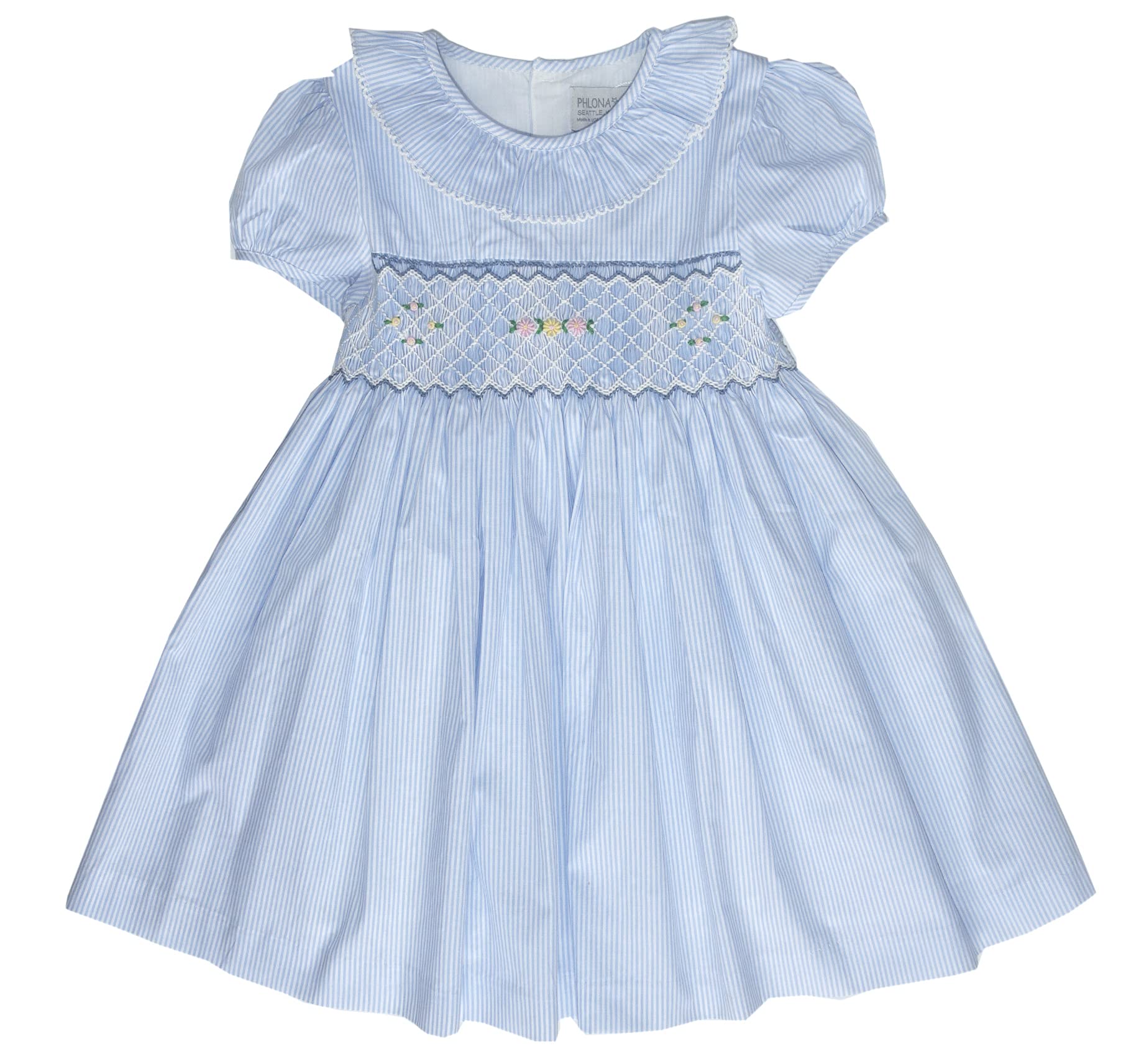 Floral Vintage Ruffle-Accent Hand Smocked Dress for Baby Girls - Casual Daywear Outfit for Infant, Toddler & Little Girl | Perfect for Birthday Parties, Family Photos & Special Occasions