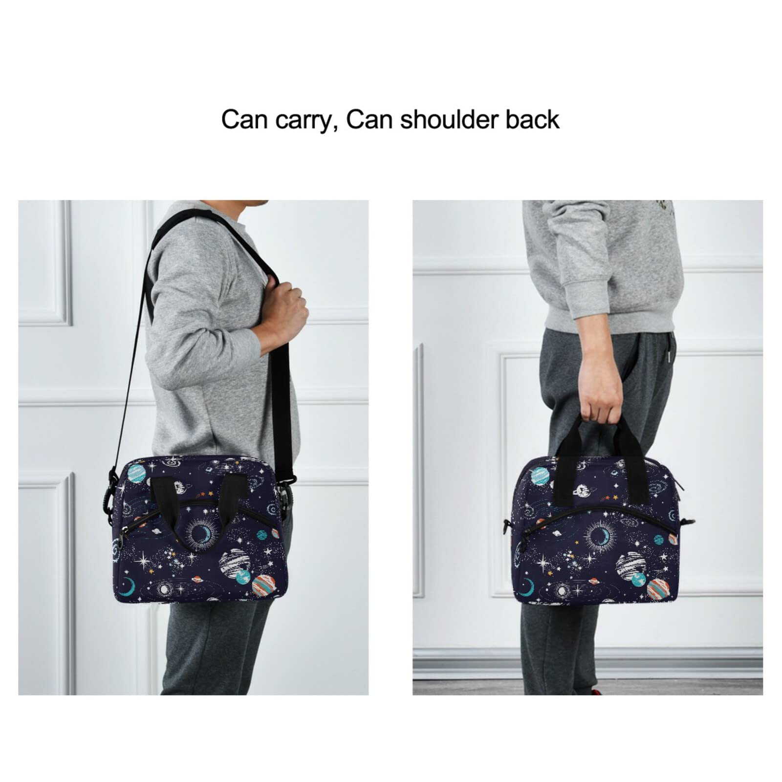 CBBYY Insulated Lunch Bag for Women & Men - Reusable Space Universe Lunch Box with Adjustable Shoulder Straps - Perfect for Work, School, Picnics & Outdoor Activities