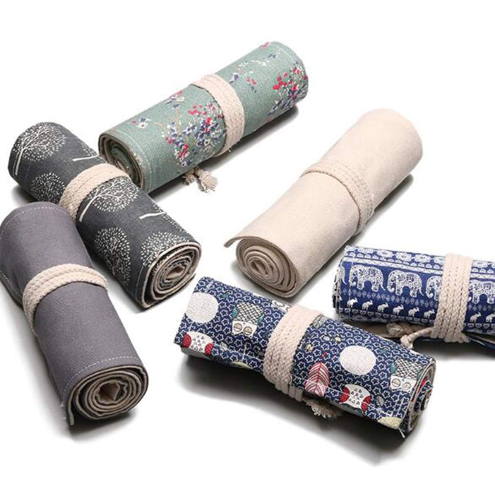 FZBNSRKO 72-Slot Colored Canvas Pencil Case Roll - Cute Cat Design for Students, Artists & Adults | Perfect for School, Travel & Art Supply Organization
