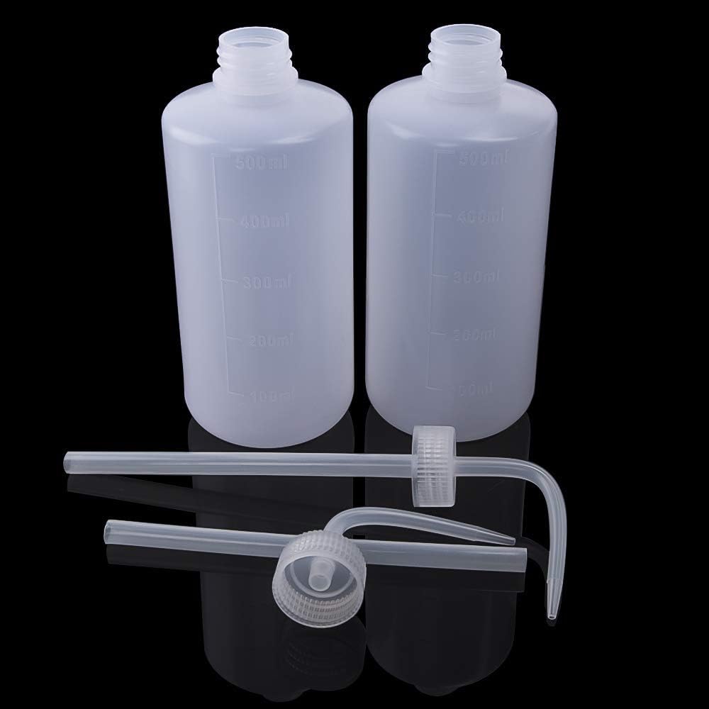 500ml/17oz Safety Wash Bottle (2-Pack) - Durable Plastic Squeeze Bottle for Medical, Lab & Cleaning | Leak-Proof Design for Soap, Water & Chemicals | Ideal for Laboratories, Hospitals & Home Cleaning
