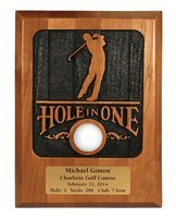 Custom Sandblasted Hole-in-One Golf Achievement Plaque with Engraved Name Plate - Premium Cherry Wood - Perfect for Golf Tournaments, Awards & Man Cave Decor