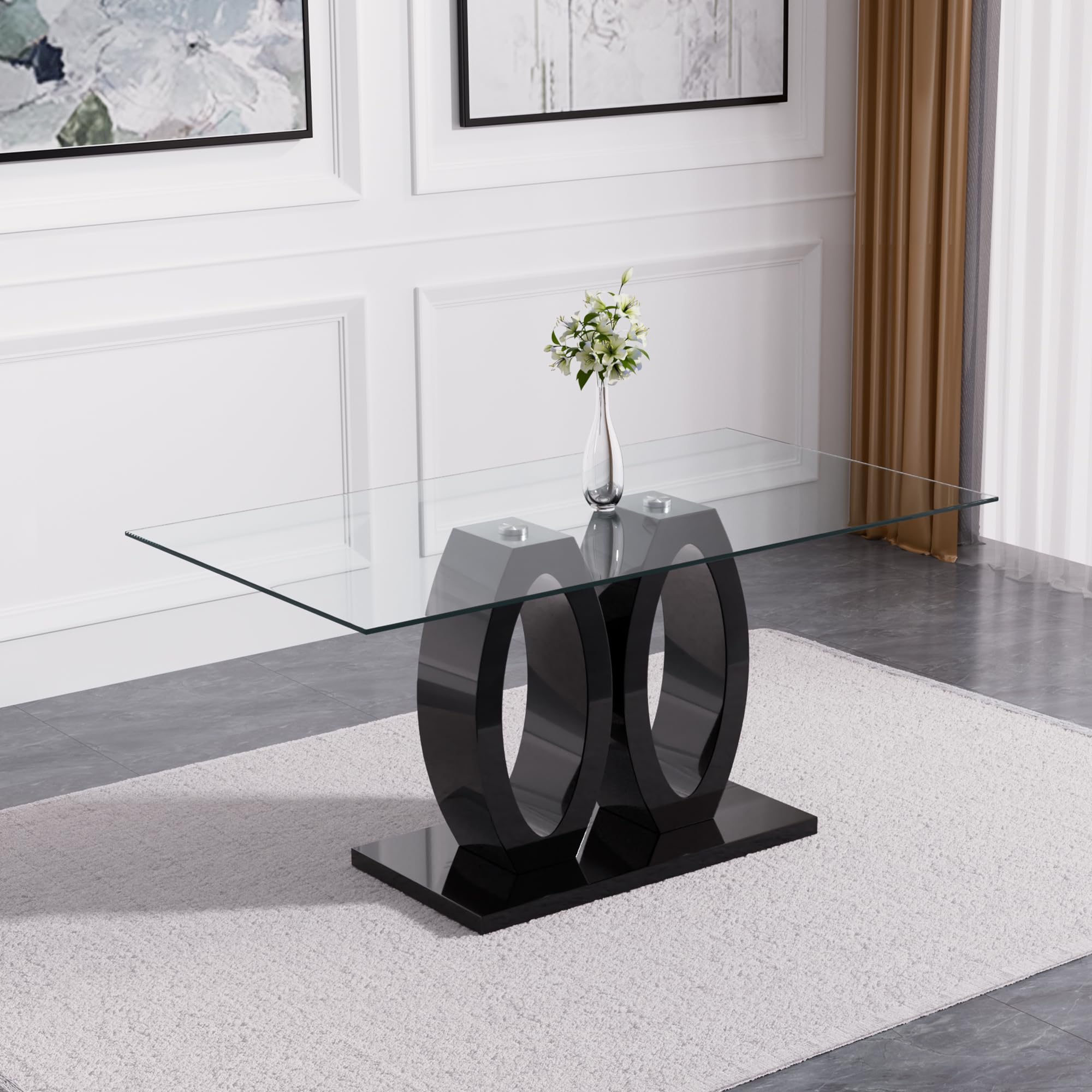 Modern Glass Top Dining Table for 6 - 63