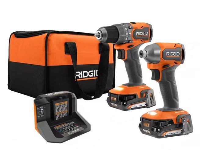 RIDGID 18V Brushless Cordless 2-Tool Combo Kit with Hammer Drill, Impact Driver, 2 Batteries & Charger - Perfect for DIY Projects, Home Repairs, and Professional Construction Work