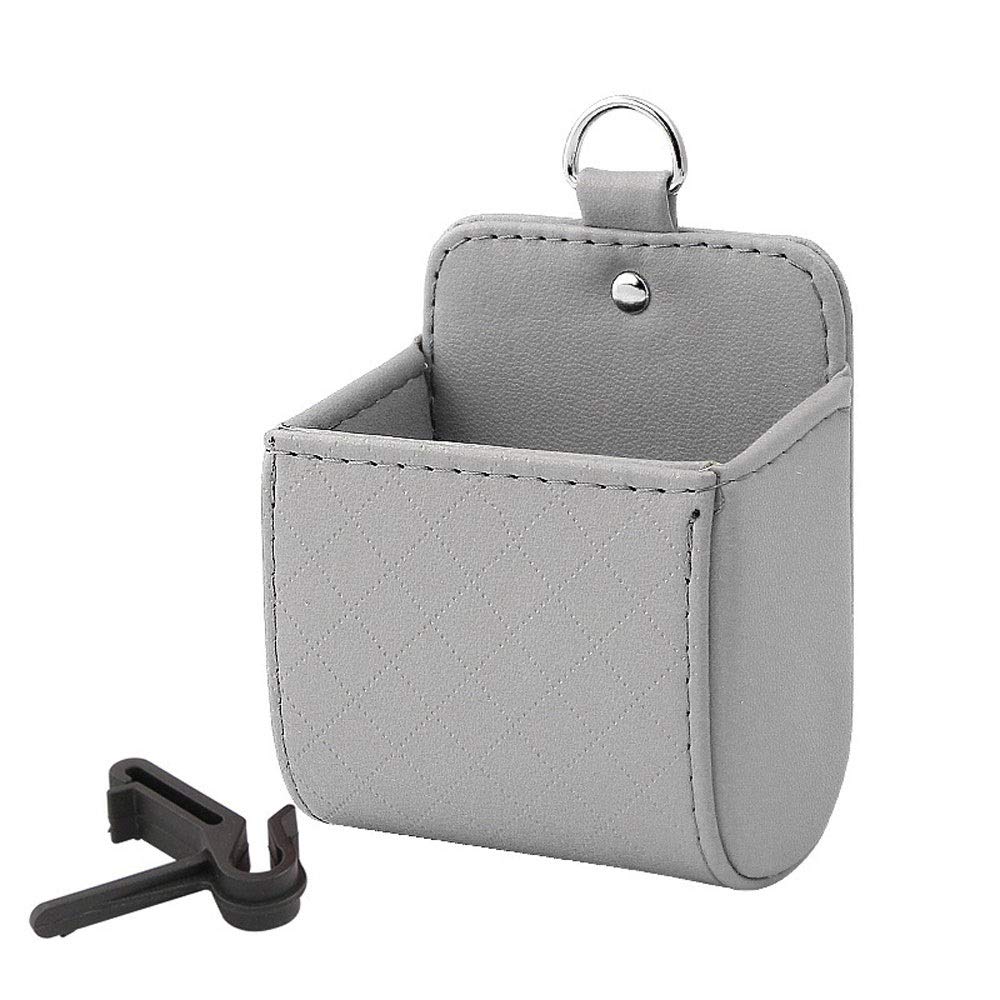Gray Car Seat Organizer with Hook - Multi-Pocket Auto Storage for Phone, Coins & Essentials - Perfect for Road Trips & Daily Commutes