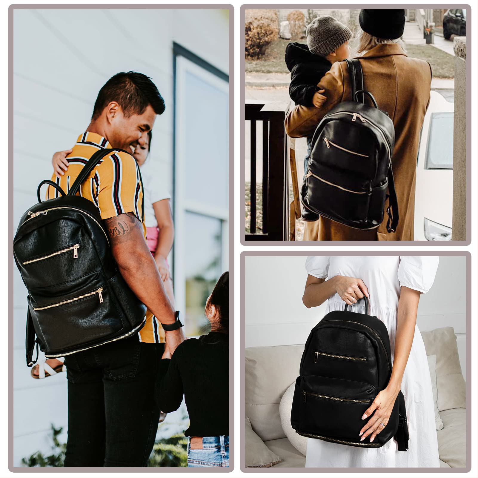 Premium Leather Diaper Backpack for Moms - Large Capacity Baby Bag with Insulated Pockets, Wet/Dry Compartment & Changing Pad | Fits Most Breast Pumps | Perfect for Travel, Daycare & Registry Essentials
