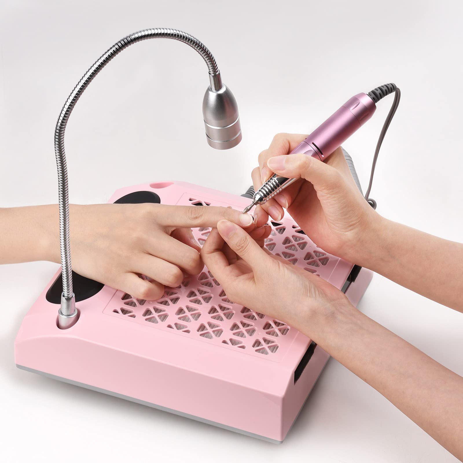 Ubersweet® 4-in-1 Nail Dust Collector with LED Light & 80W Electric Nail Drill - Professional Acrylic & Gel Nail Polish Dust Suction Machine with Efile & Arm Rest - Perfect for Nail Salons & Home Manicures