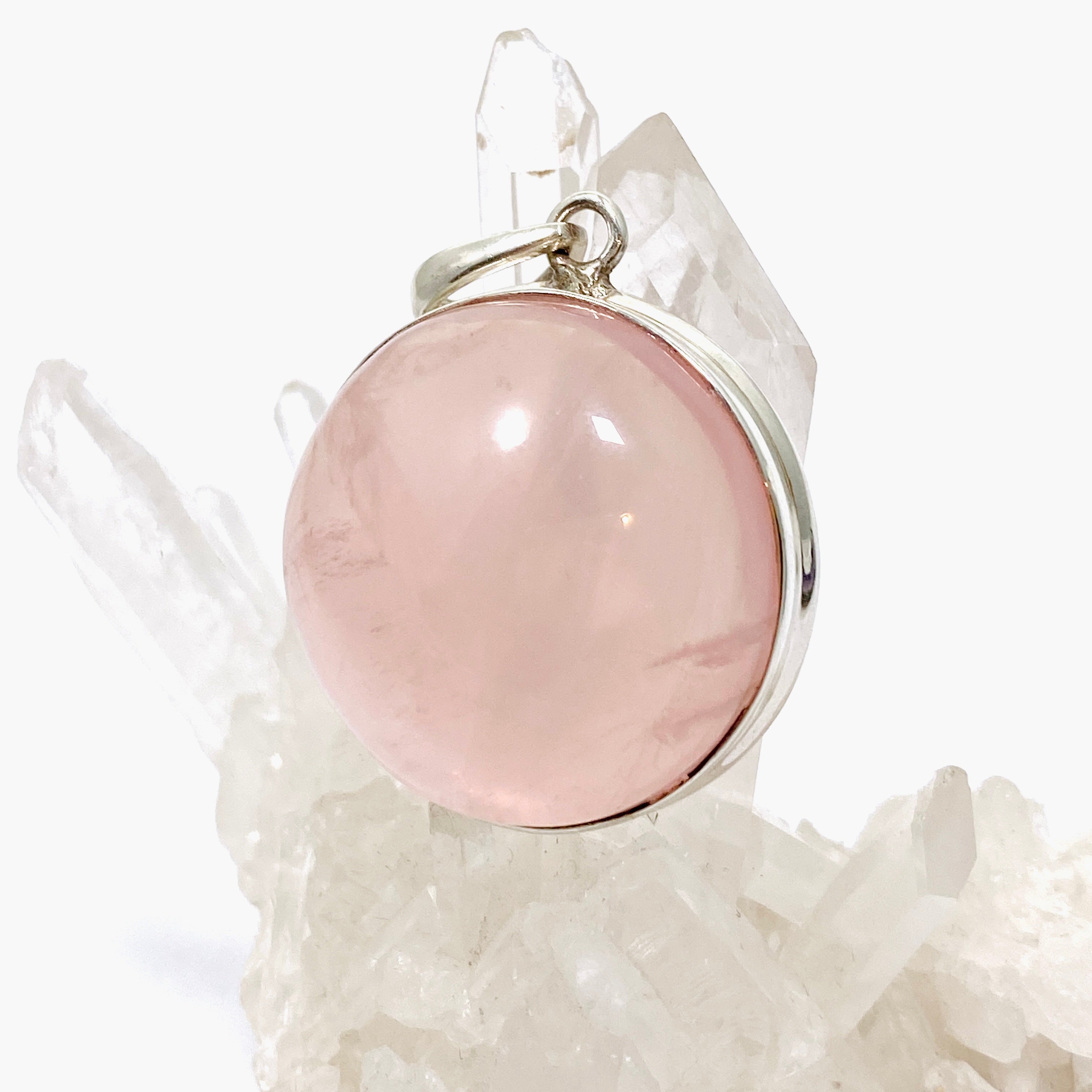 Natural Rose Quartz Round Cabochon Pendant - 15mm Healing Crystal Jewelry for Necklace Making, Meditation & Spiritual Gifts