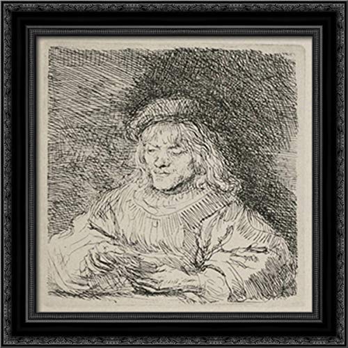 Rembrandt Inspired 20x20 Inch Black Ornate Wood Framed Canvas Art - Vintage Playing Card Scene Wall Decor for Living Room, Office & Game Room